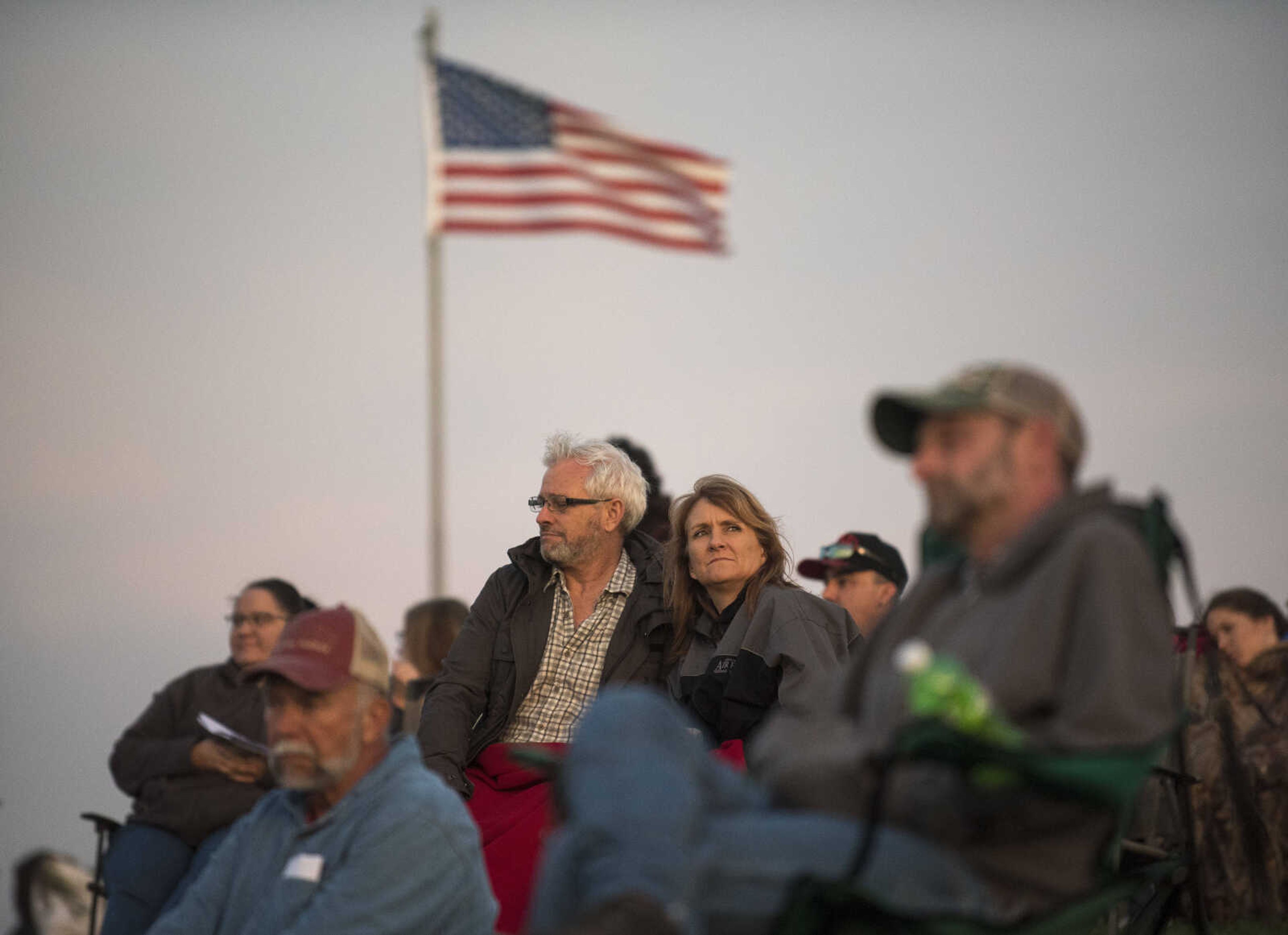 People gather during the 81st annual Easter Sunrise Service at the Bald Knob Cross of Peace Sunday, April 16, 2017 in Alto Pass, Illinois.