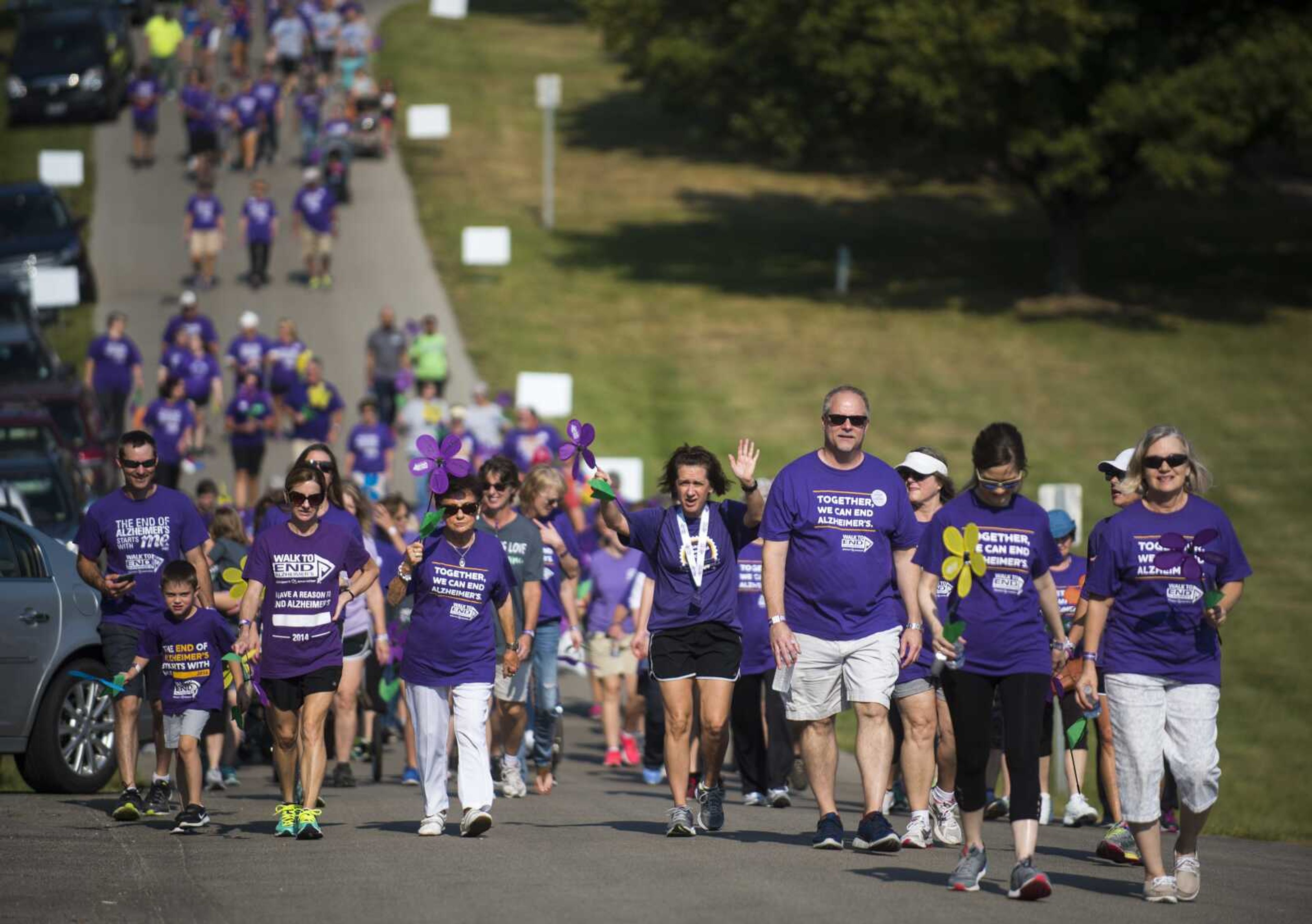 Participants complete a lap around Cape County Park North during the annual Alzheimer's Association Walk to End Alzheimer's on Sept. 16, 2017, in Cape Girardeau.