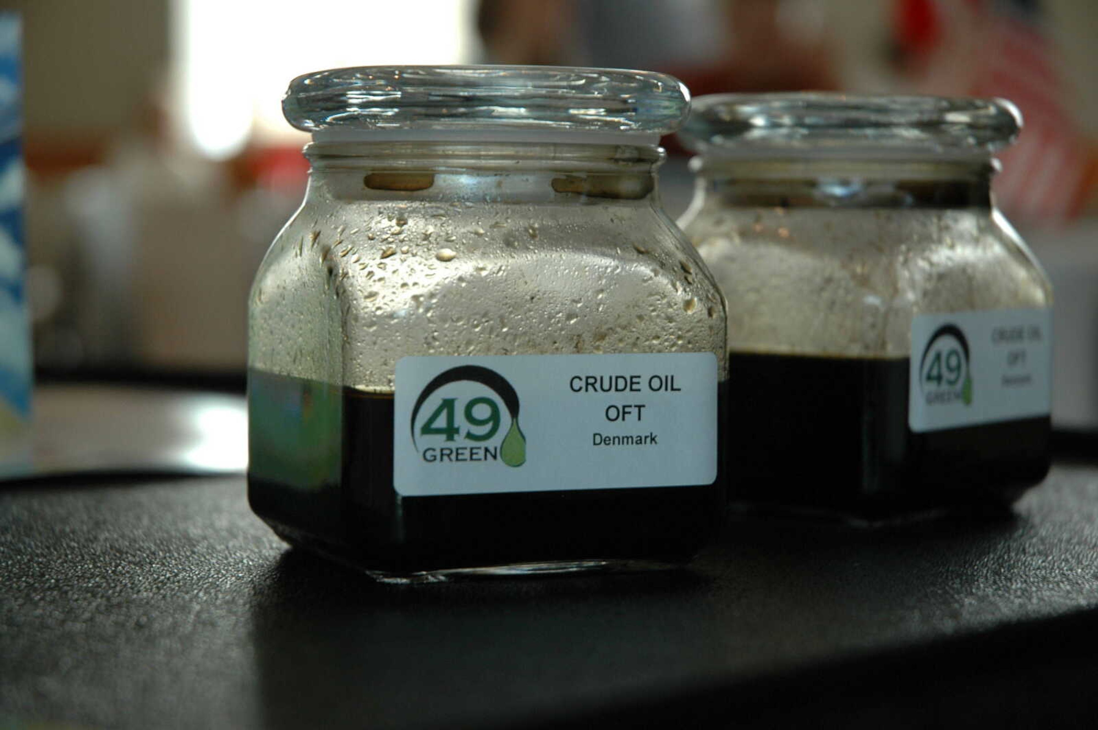 This photo shows the diesel produced by the waste-to-fuel
technology distributed by 49 Green of Jackson. (Melissa Miller)