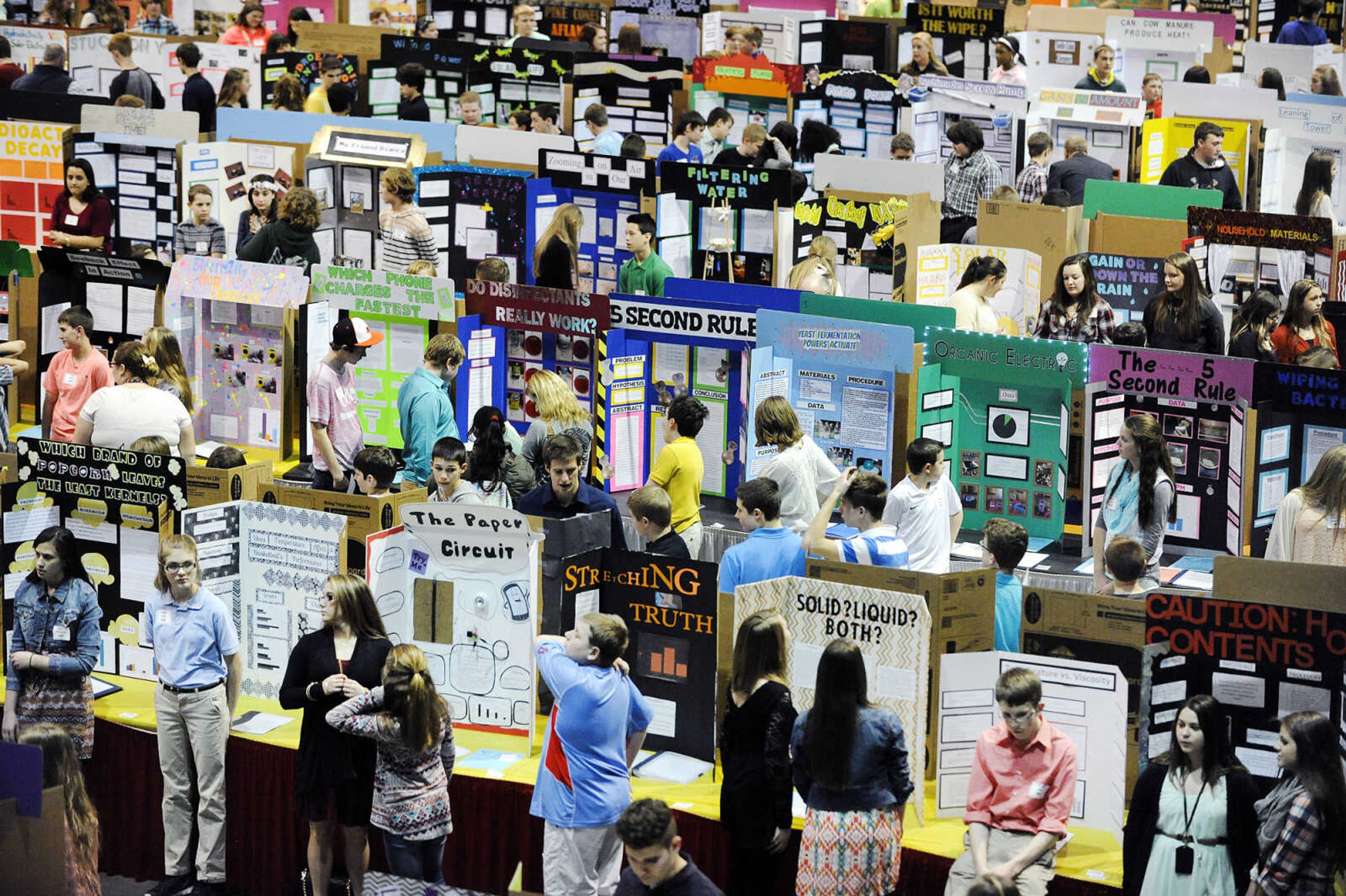 LAURA SIMON ~ lsimon@semissourian.com

Judging commences among the 413 projects and 565 students at the 2016 Southeast Missouri Regional Science Fair, Tuesday, March 8, 2016, at the Show Me Center in Cape Girardeau.