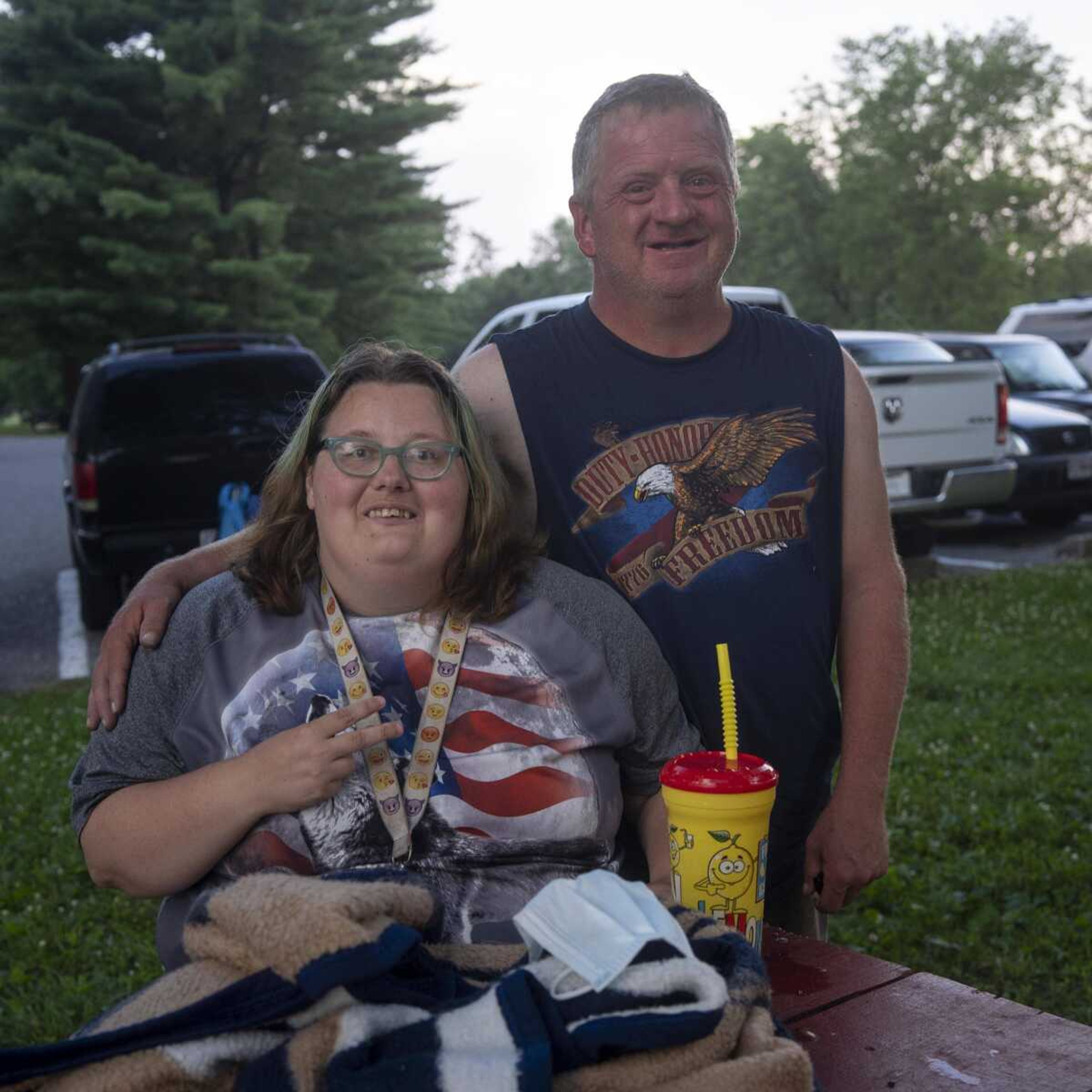 Victoria Franklin and Tommy Holt pose for a portrait during an Independence Day celebration at the Jackson Municipal Band Shell.