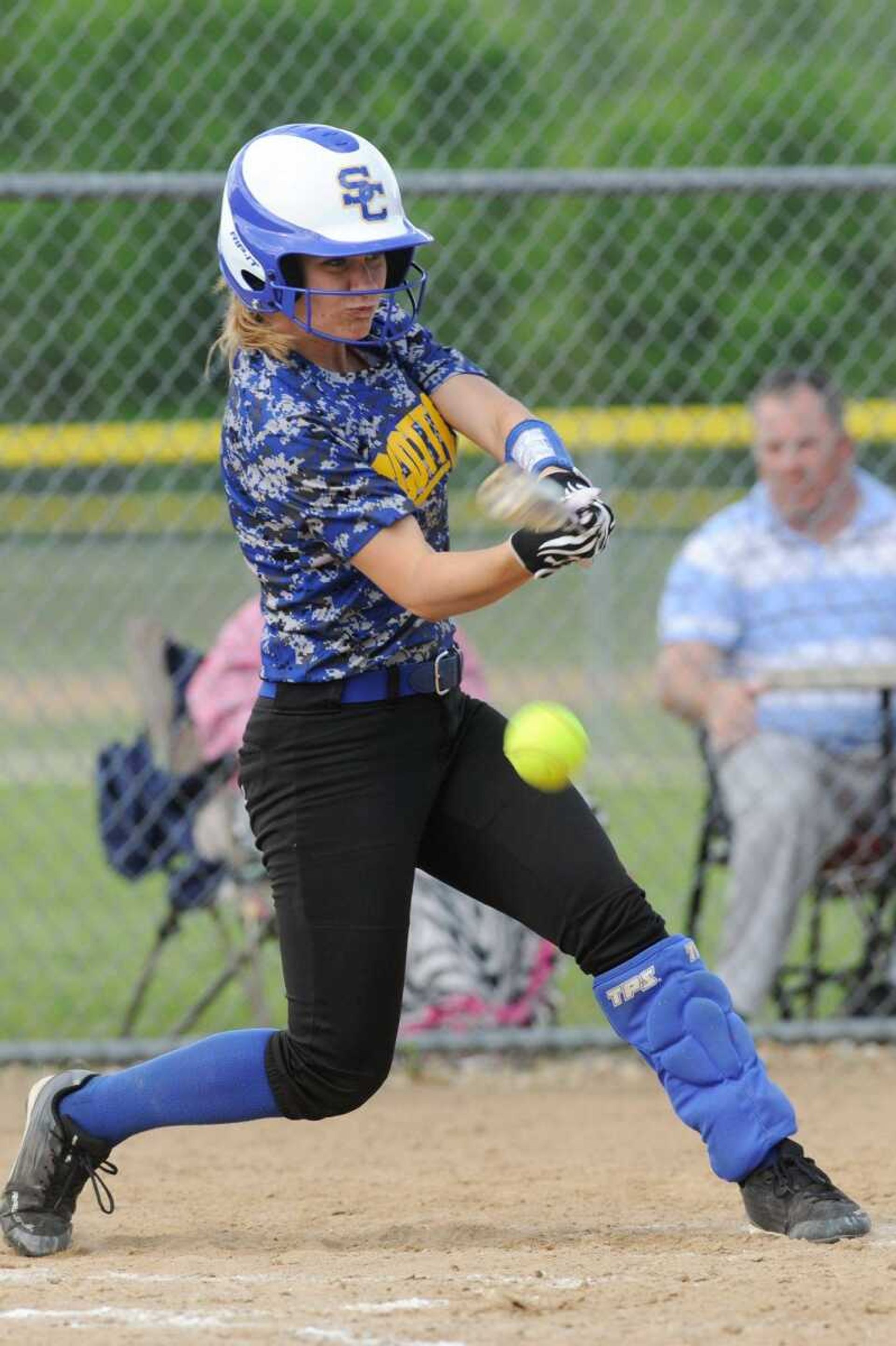 Scott City's Valerie Bahr connects with the ball for a base hit in the fourth inning against Oran during the Class 1 District 4 championship game Wednesday, May 4, 2016 in Marble Hill, Missouri.