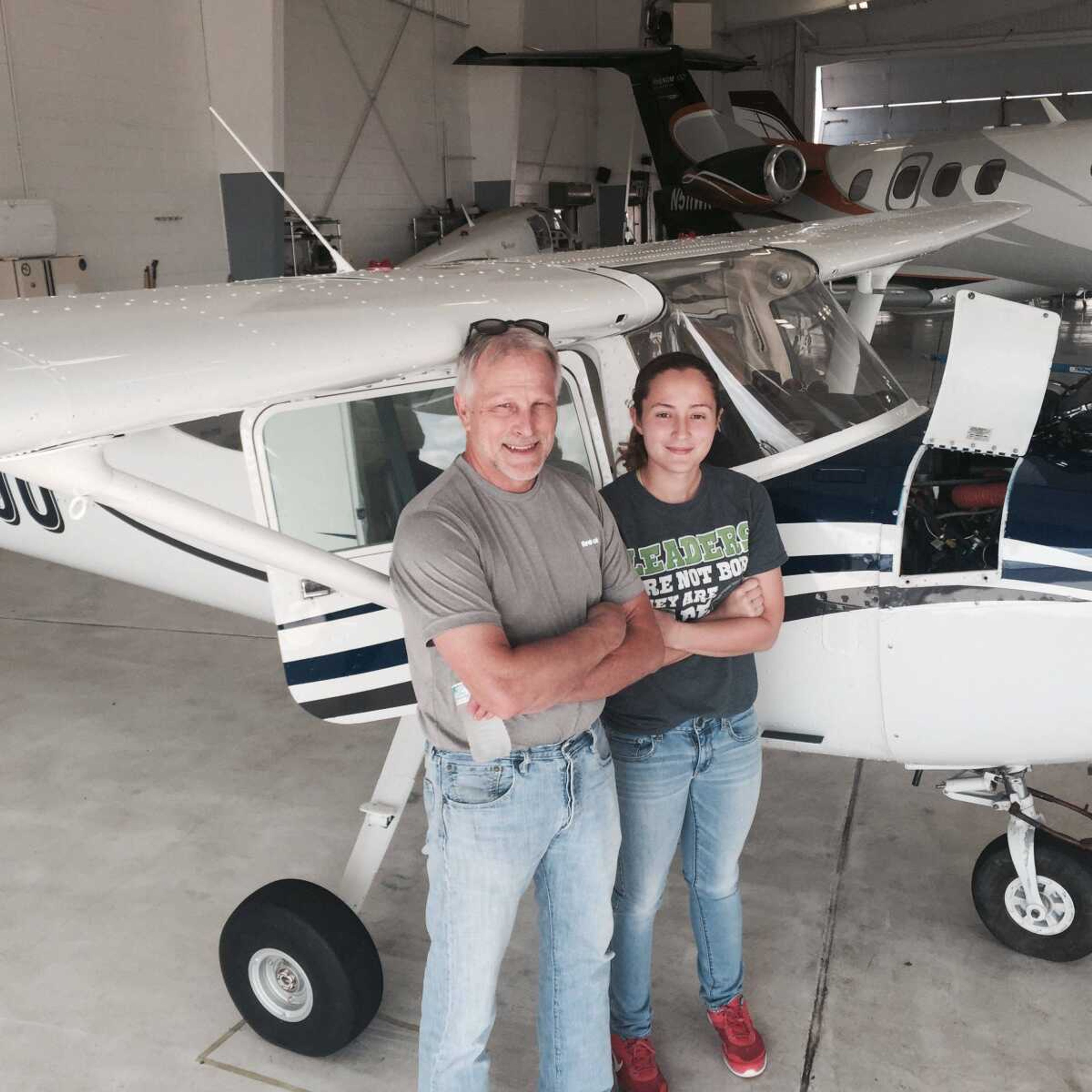 Savannah Ashley poses for a photo with Don Grossheider, basic flight instructor at the Cape Girardeau Career and Technology Center. (Submitted photo)