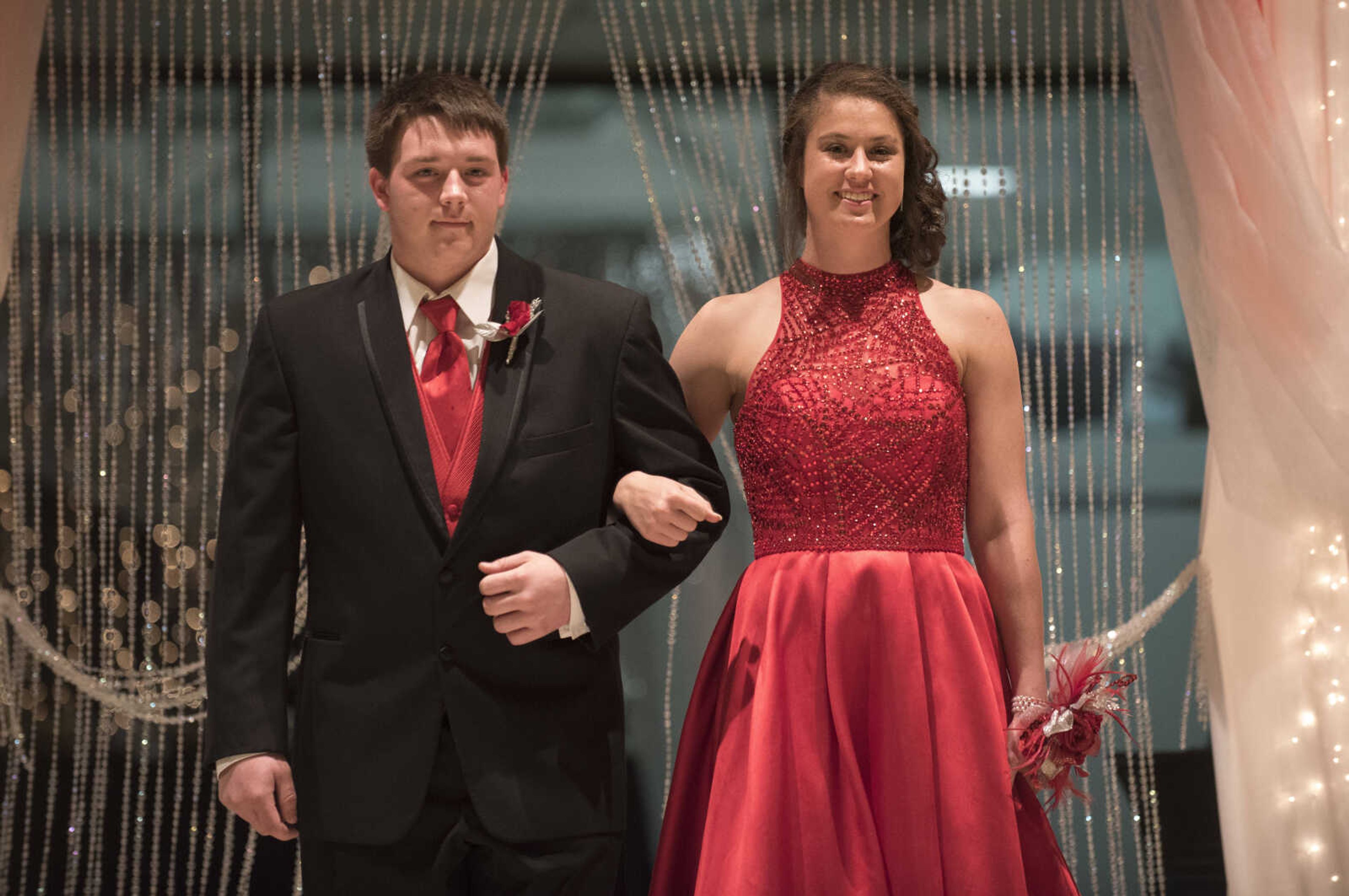 Students walk for the grand march during the Chaffee prom Saturday, April 1, 2017 at the University Center on the campus of Southeast Missouri State University in Cape Girardeau.