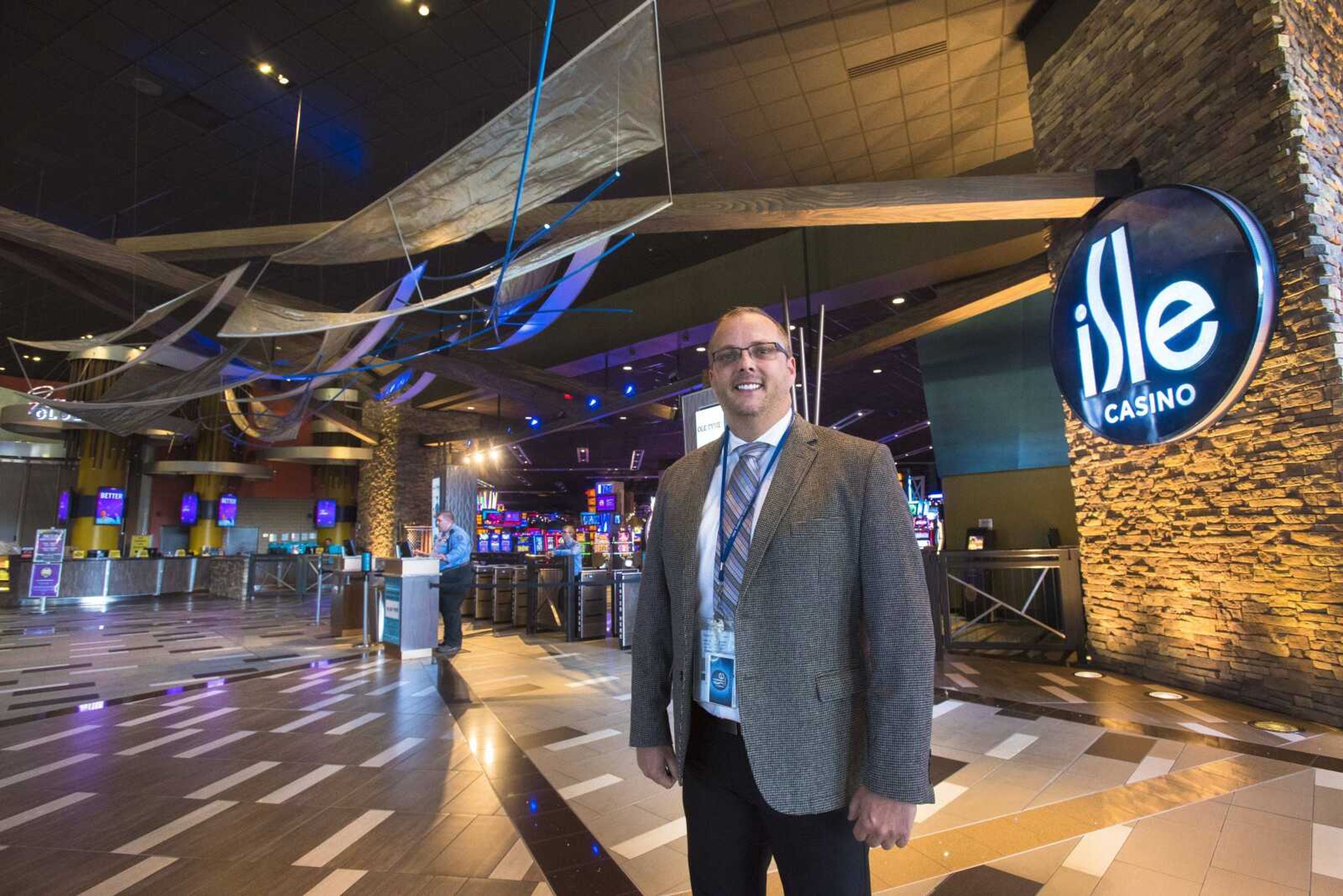 Isle Casino Cape Girardeau vice president and general manager Lyle Randolph poses for a photo in the casino's lobby Friday. Isle Casino Cape Girardeau will celebrate its fifth anniversary Oct. 30.