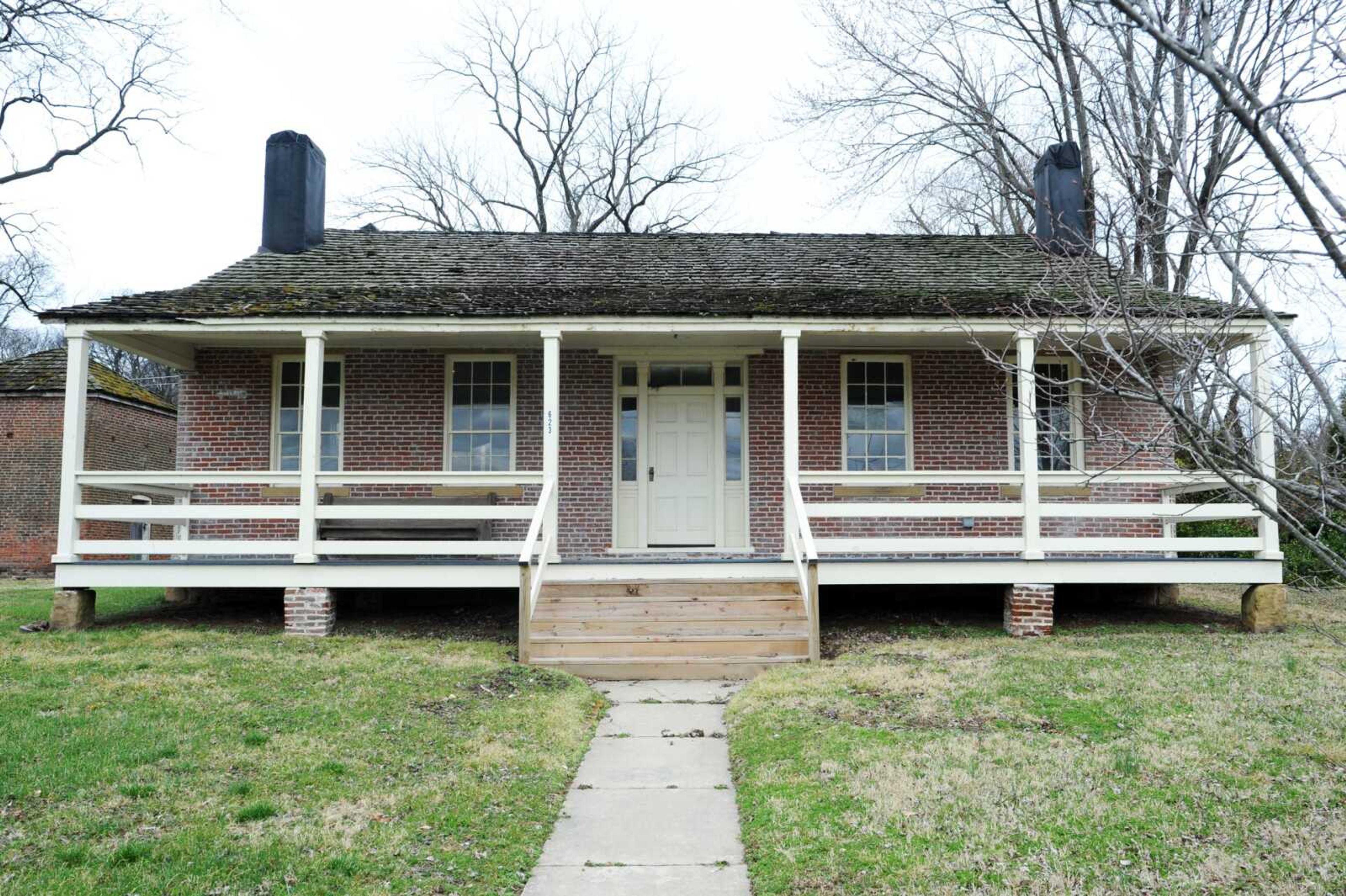 The front of the James Reynolds House in Cape Girardeau boasts a new porch with steps seen on Monday.