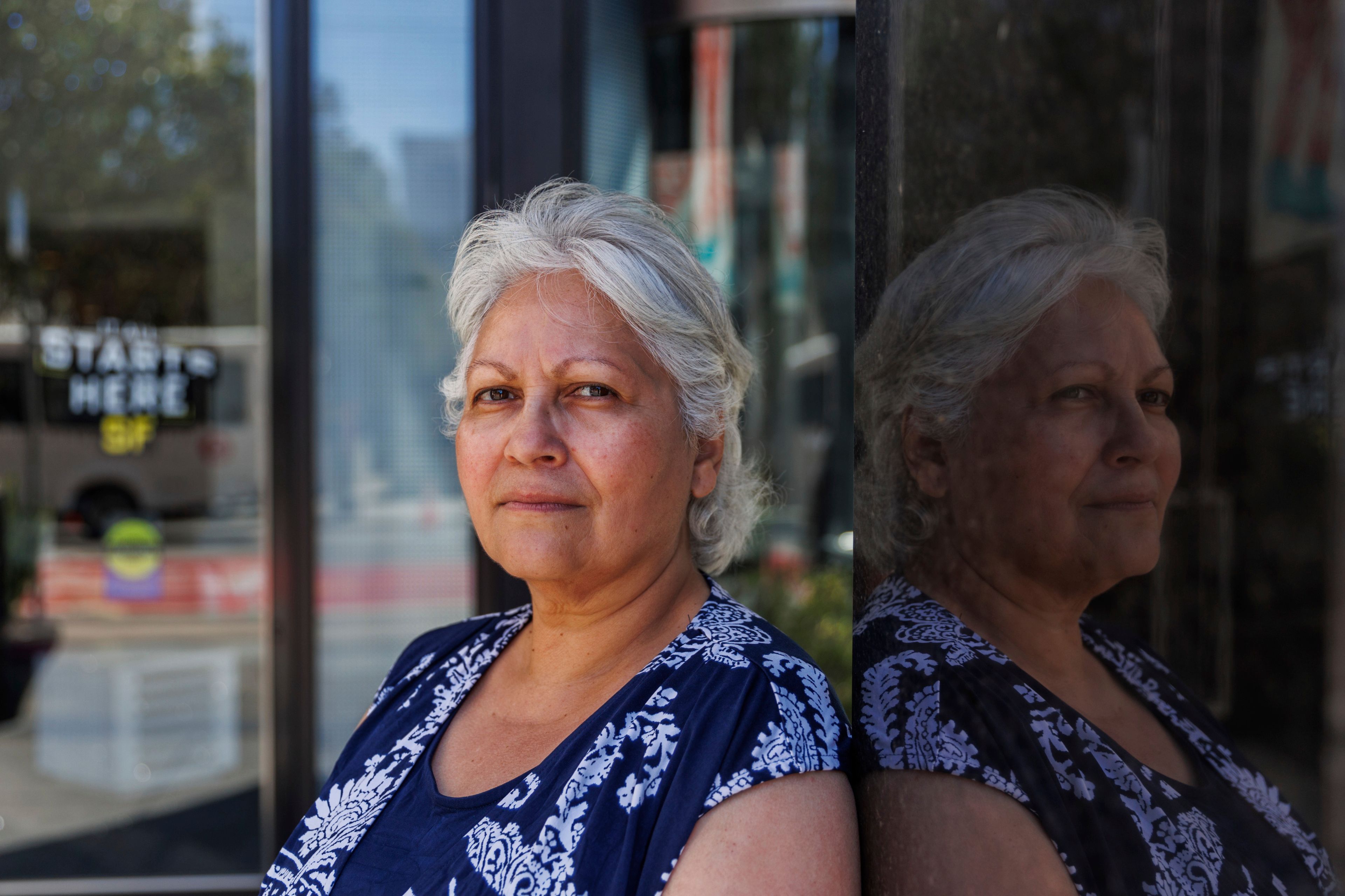 Unite Here Local 2 leader María Mata stands for a portrait in front of the W Hotel on Friday, Sept. 13, 2024, in San Francisco. (AP Photo/Juliana Yamada)