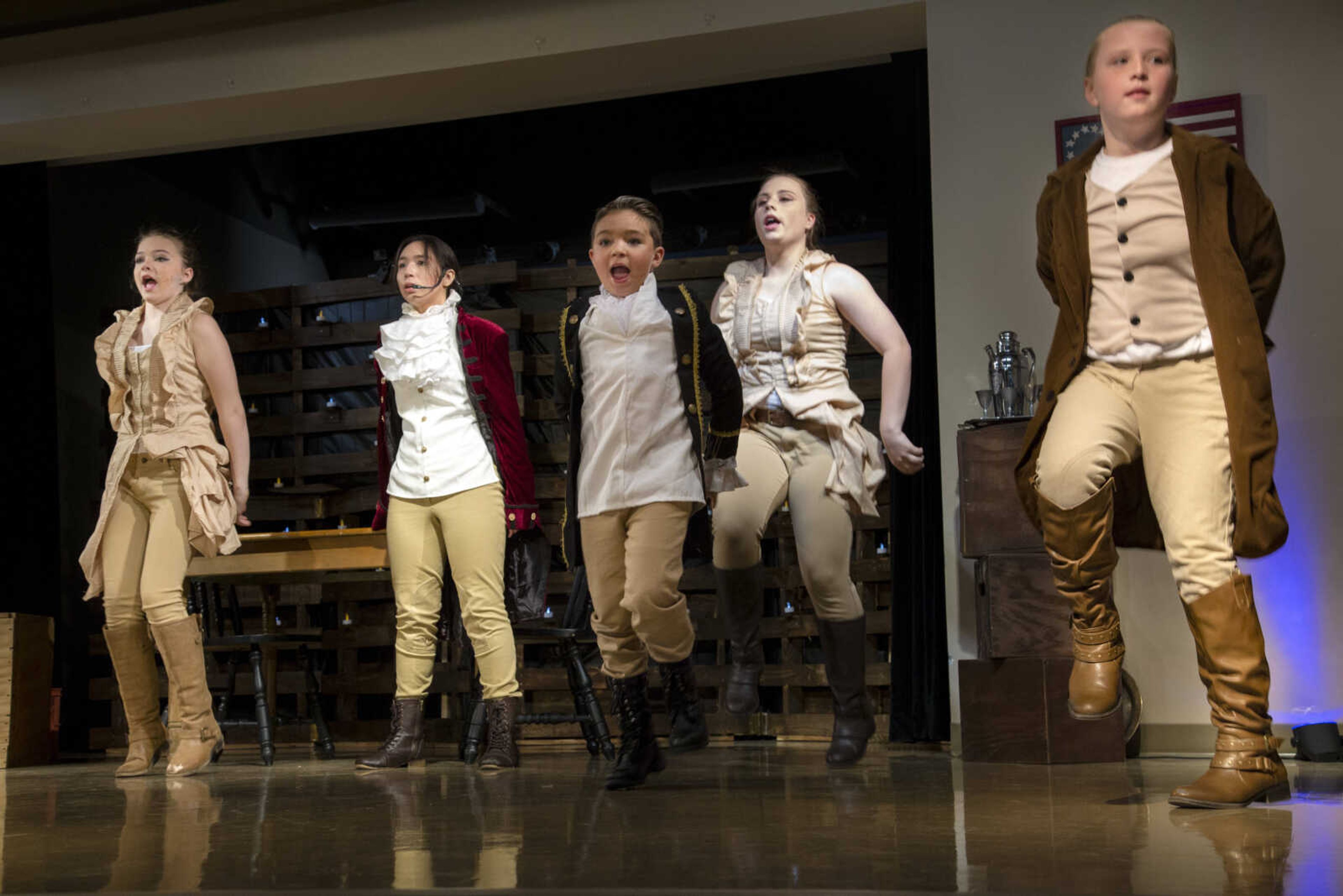 The cast of "The Hamilton Project" performs on April 8, 2017 at Franklin Elementary in Cape Girardeau.