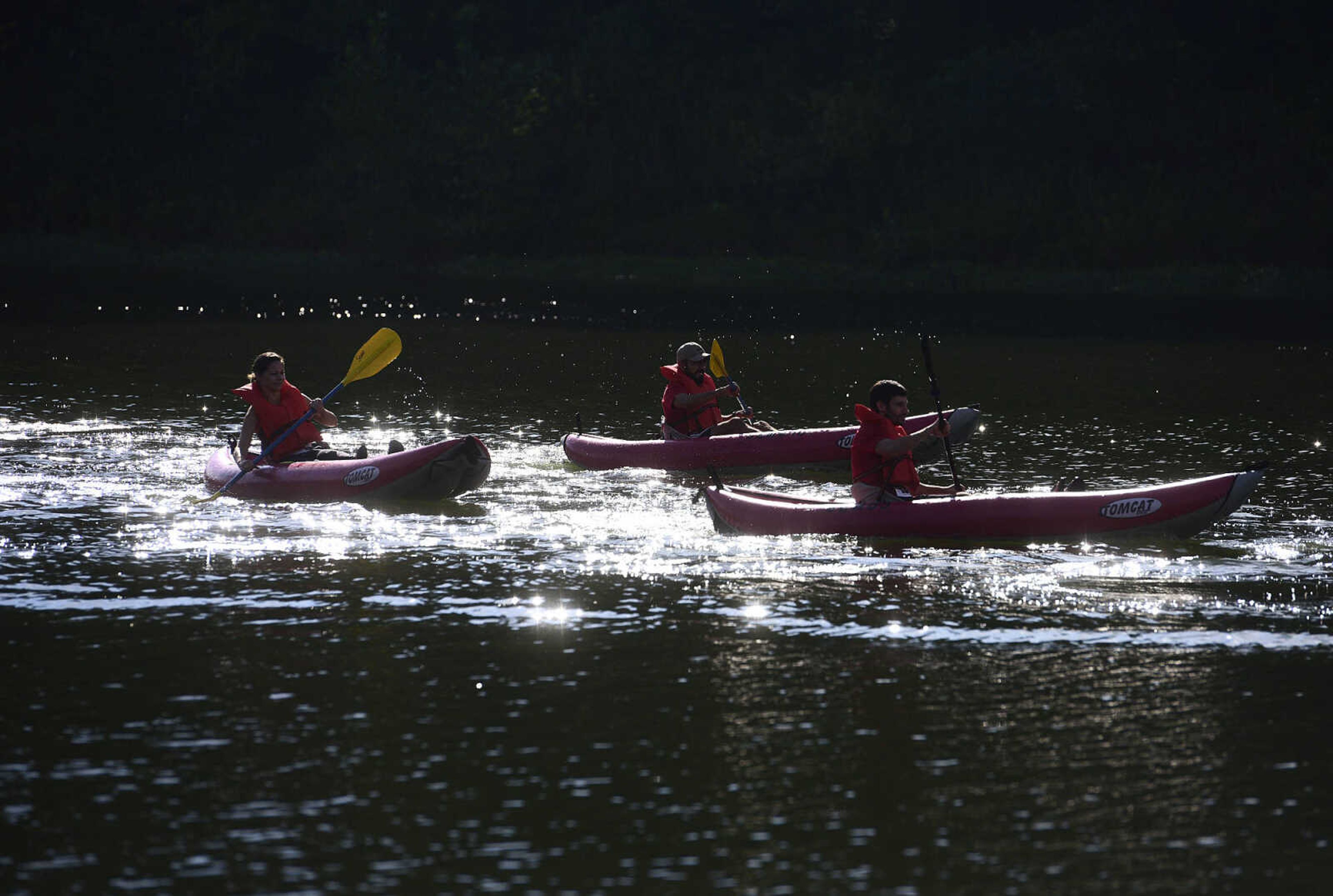 People kayak on Lake Boutin during the first ever St. Jude Heroes Yak 'n Run on Saturday, Aug. 26, 2017, at Trail of Tears State Park. All proceeds from the event support St. Jude Children's Research Hospital