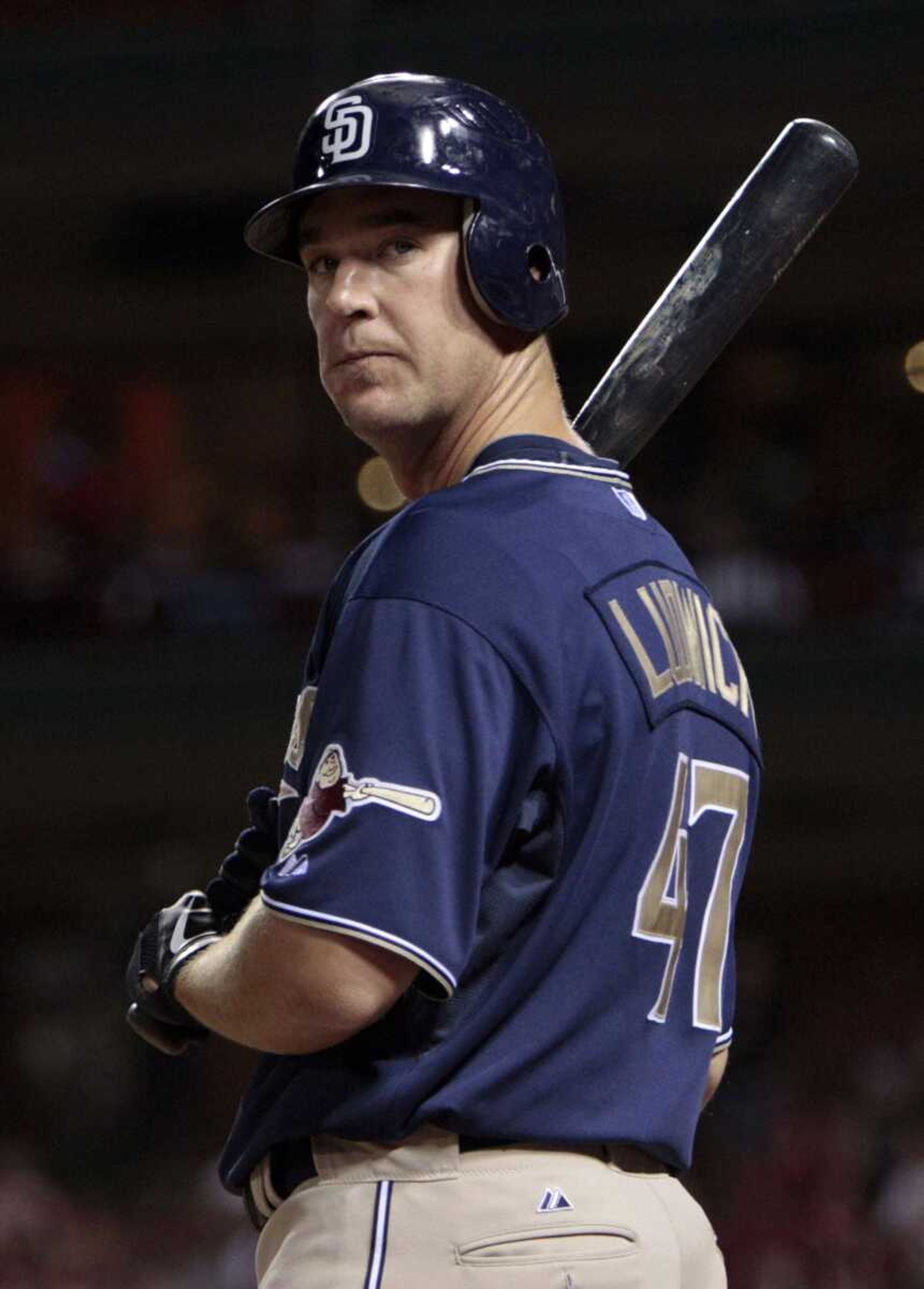 Padres right fielder Ryan Ludwick prepares to bat during the second inning. Ludwick was back in St. Louis for the first time since he was traded to San Diego on July 31.