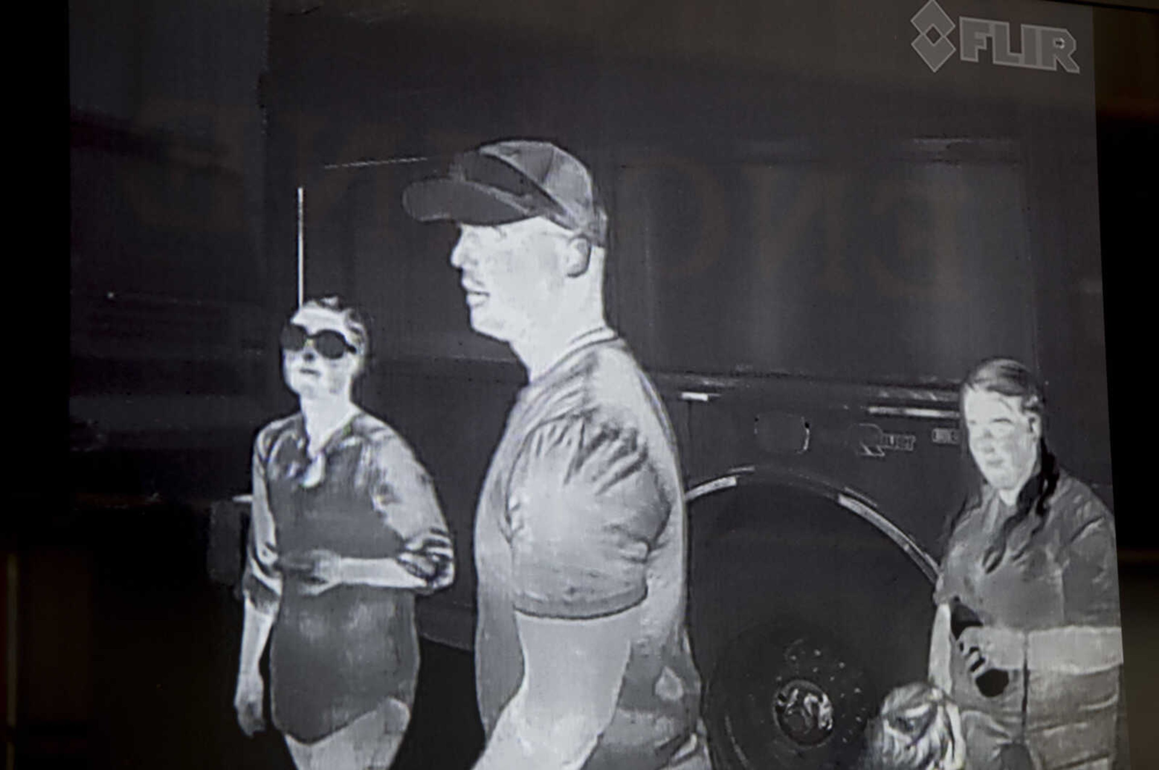 People view an infrared screen on a fire truck during the showing of the six Cape Girardeau fire trucks purchased at fire station number two Saturday, April 15, 2017 in Cape Girardeau. The National Fire Protection Association recommends fire departments to rotate their fleet every 10 years costing approximately $3.8 million dollars.