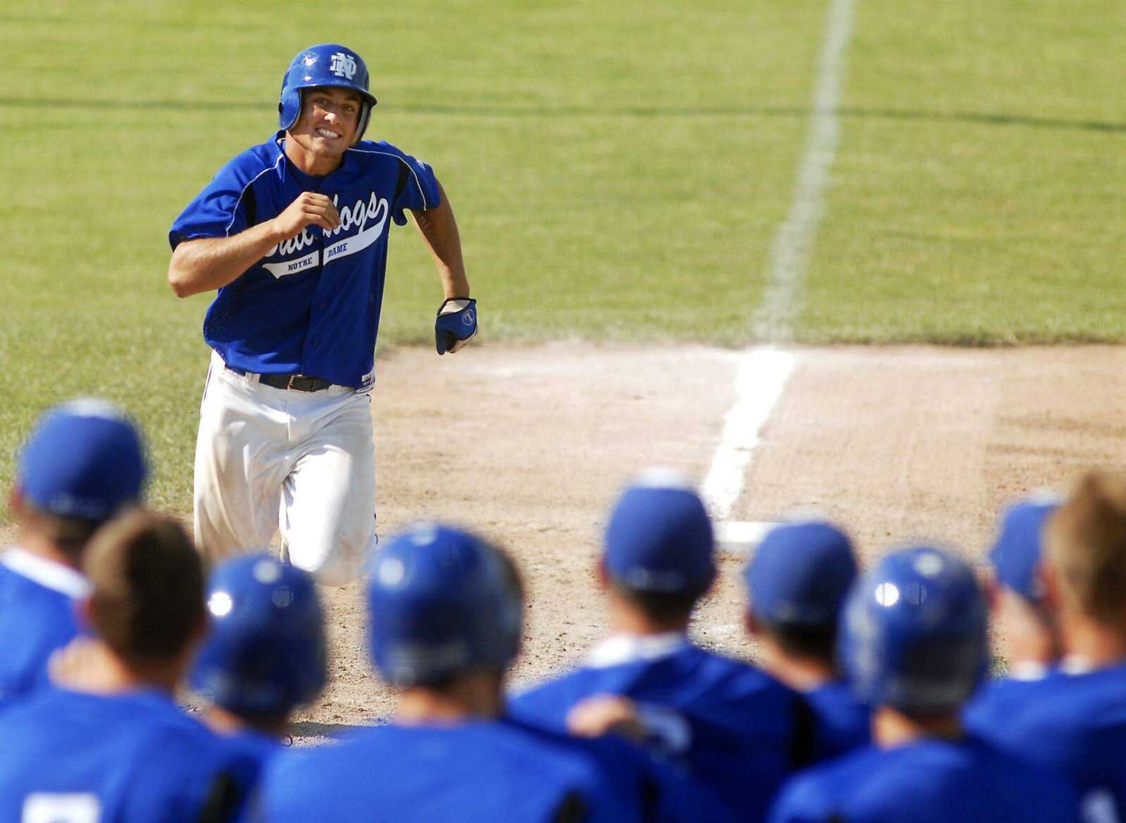 Notre Dame's Wesley Glaus heads toward home plate after hitting a home run during the fourth inning of the Class 3 state championship game Saturday at Meador Park in Springfield. (JUSTIN KELLEY ~ Special to the Southeast Missourian)