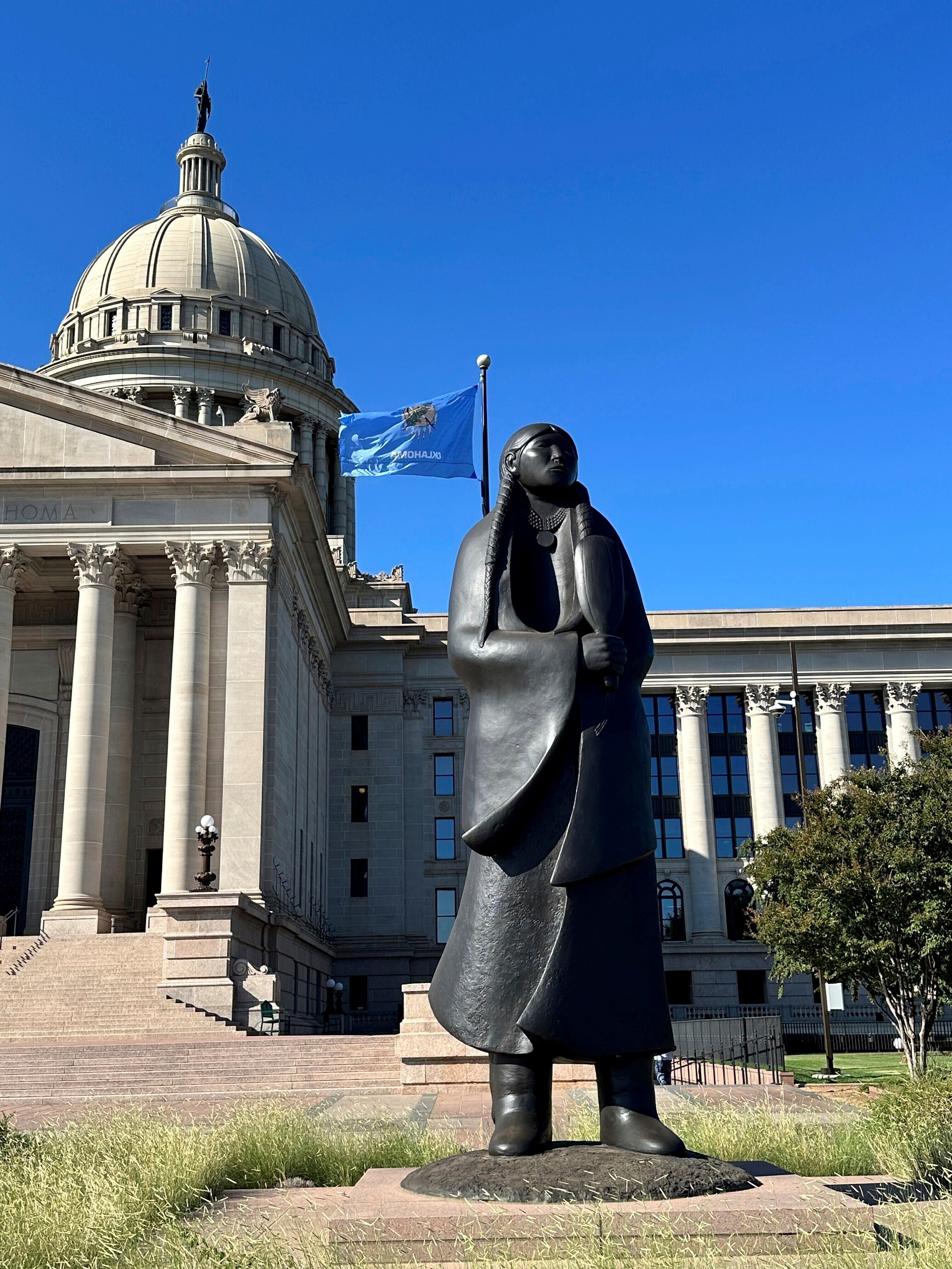 The Oklahoma State Election Board Office inside the state Capitol in Oklahoma City, was one of at least five states in the U.S. which election officials received suspicious packages on Monday, Sept. 16, 2024. (AP Photo/Sean Murphy)