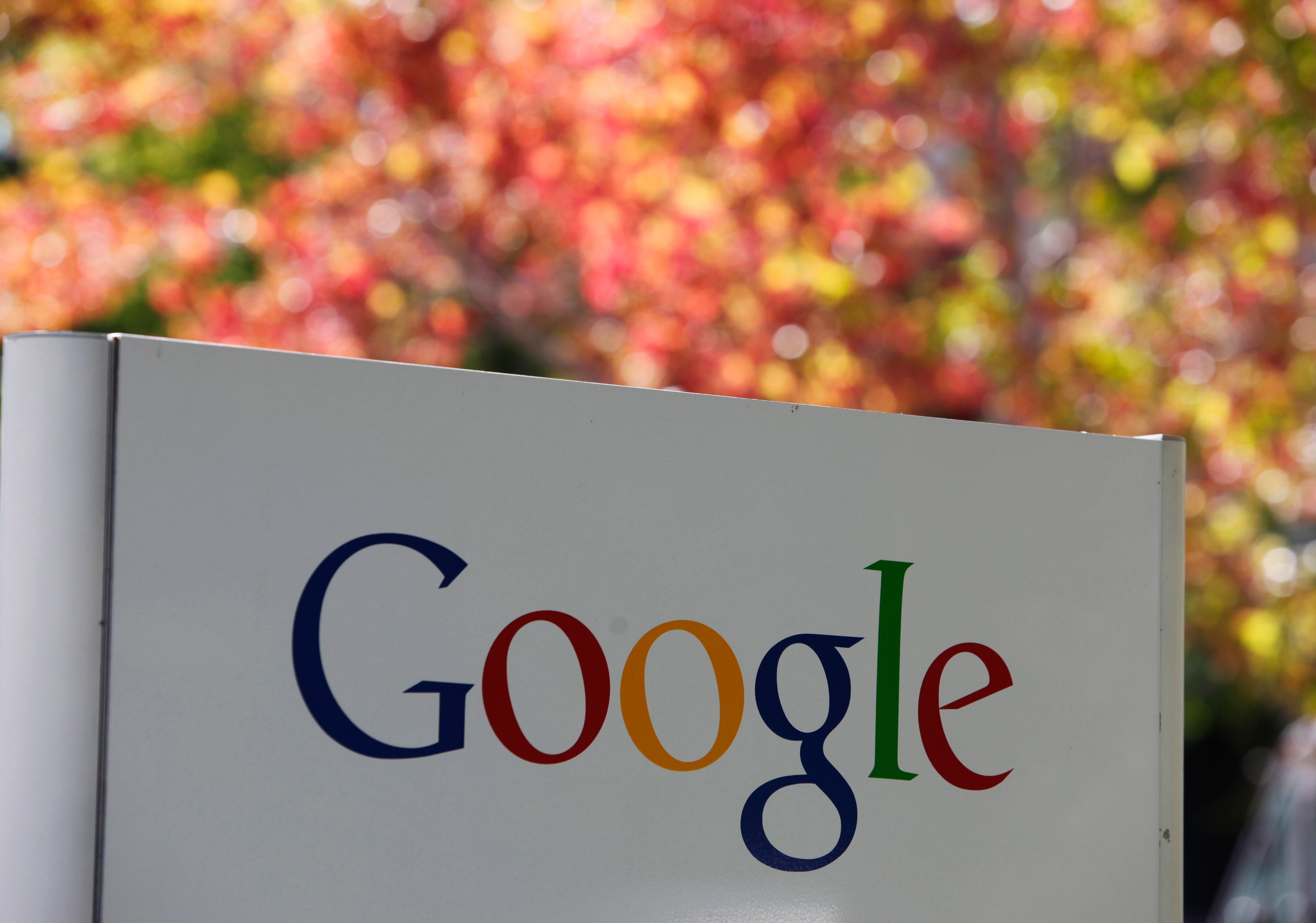 FILE - A sign at Google headquarters in Mountain View, Calif. is shown on Oct. 8, 2010. (AP Photo/Paul Sakuma, File)