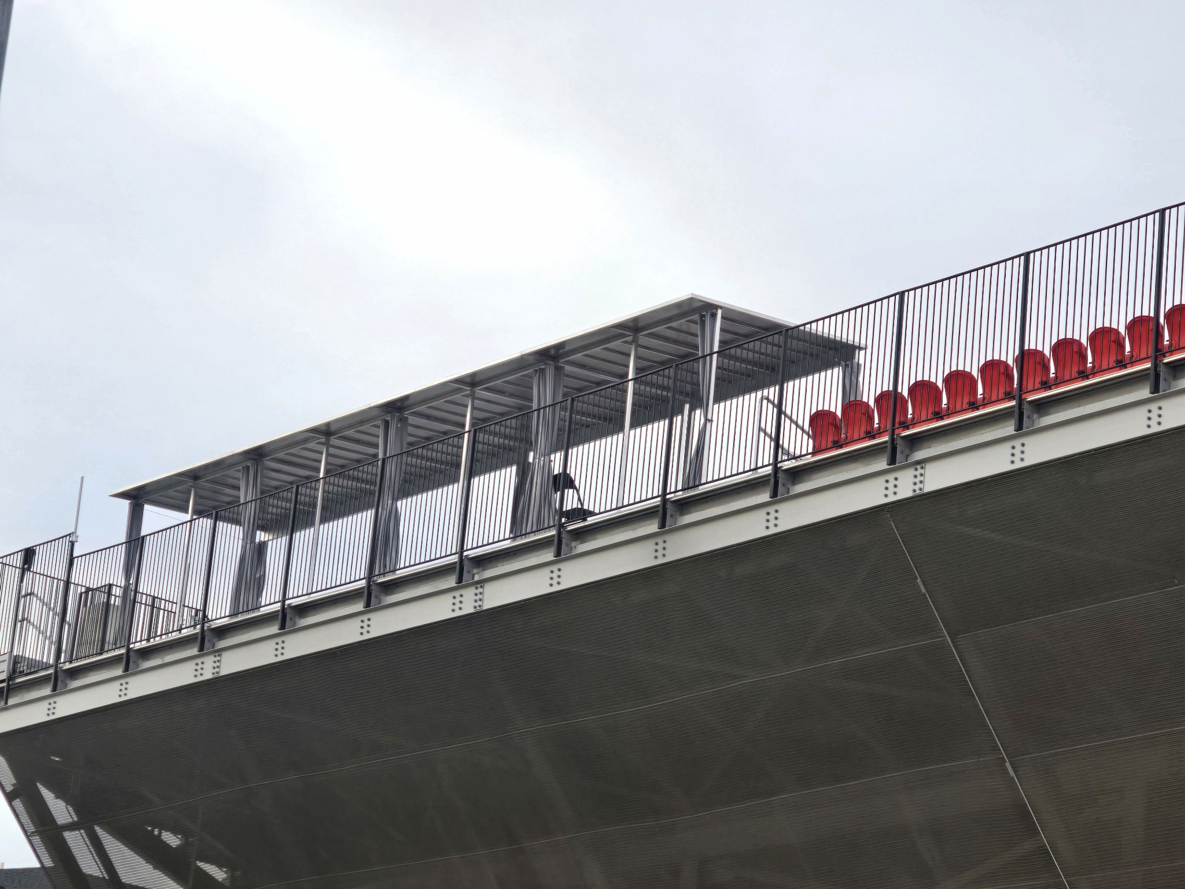 The temporary press box at Houck Field, as seen from outside the south entrance to the stadium Thursday, Oct. 31, in Cape Girardeau.