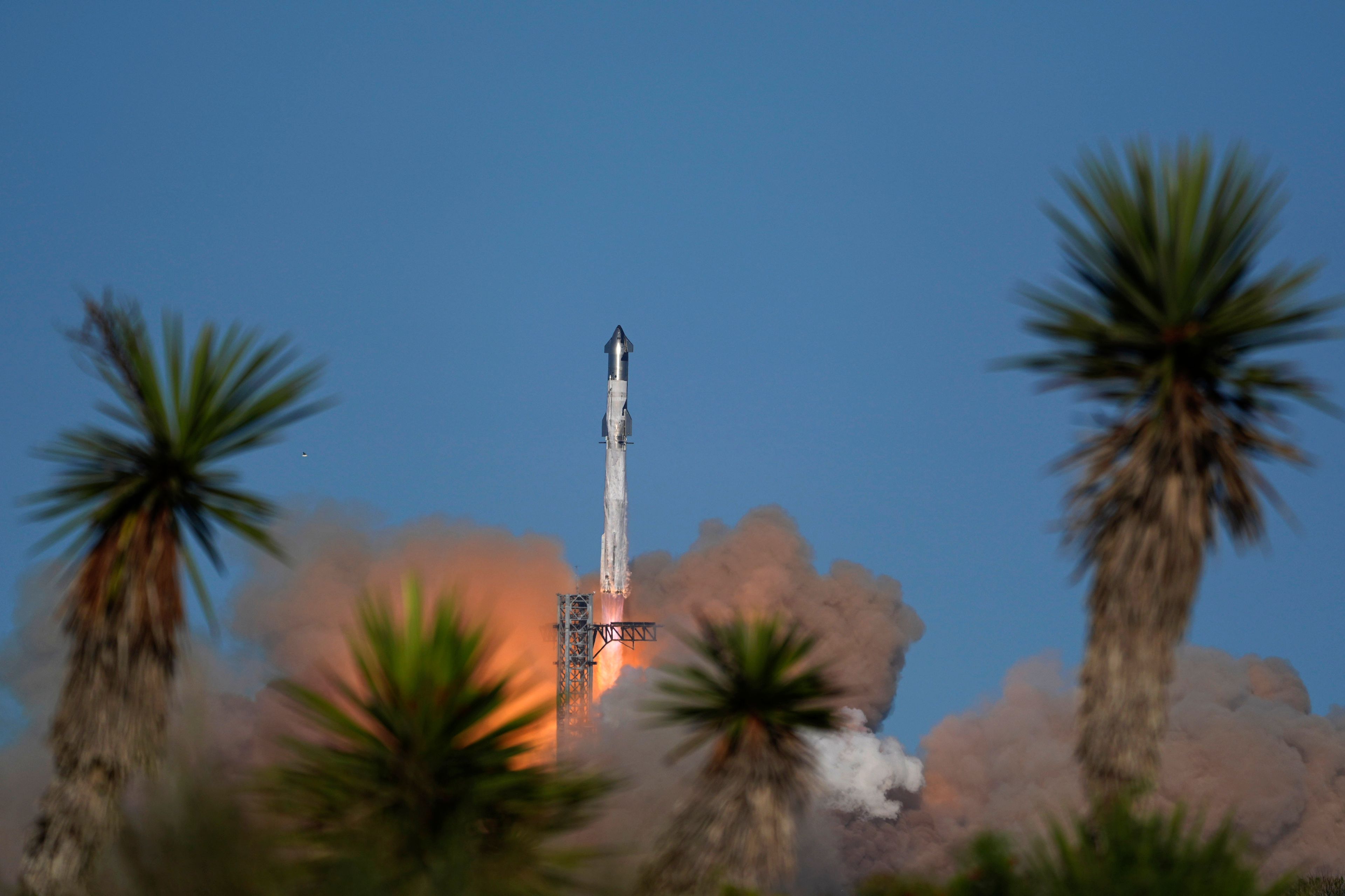 SpaceX's mega rocket Starship lifts off for a test flight from Starbase in Boca Chica, Texas, Tuesday, Nov. 19, 2024. (AP Photo/Eric Gay)