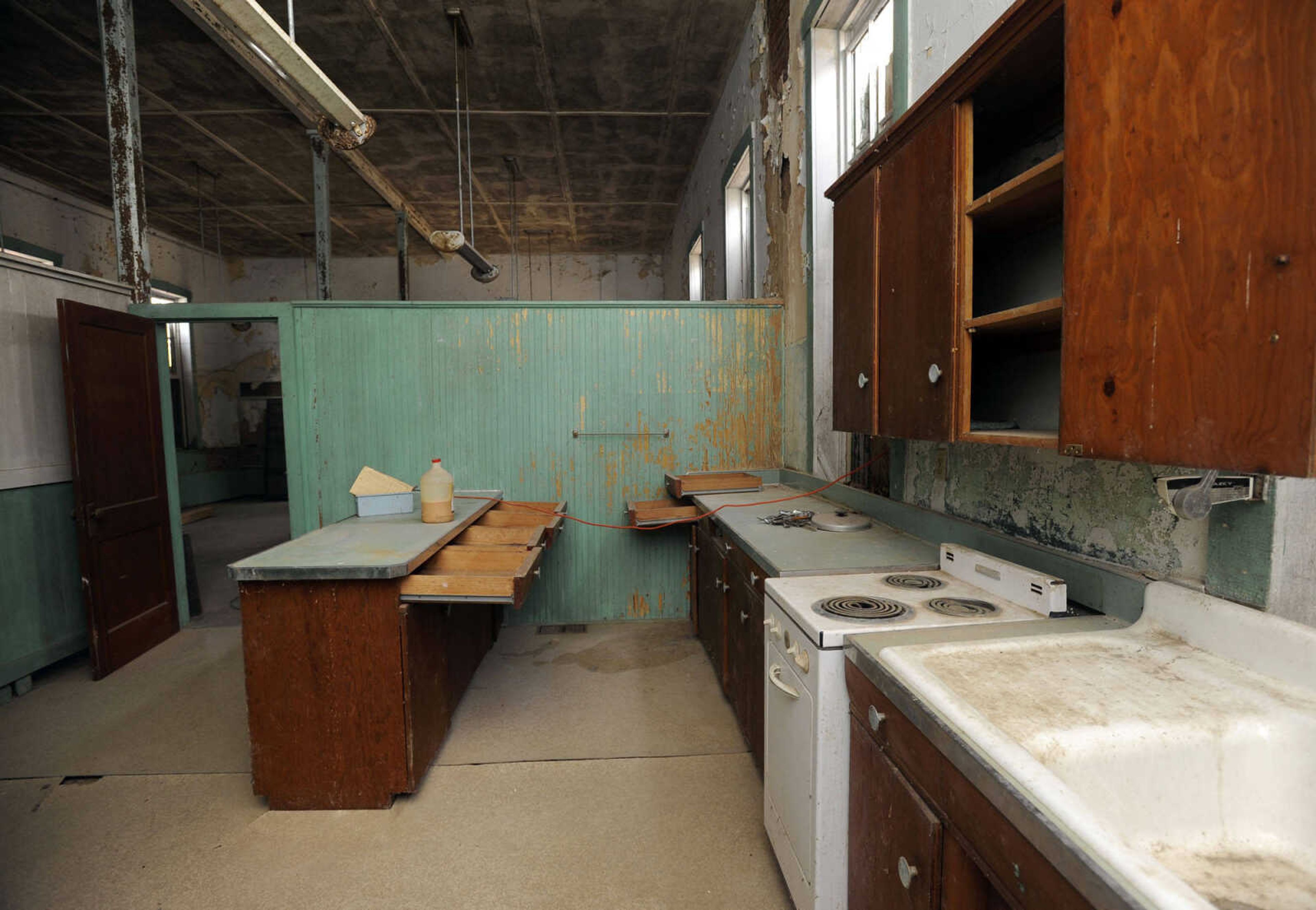 The kitchen area of the old Kage School is seen Monday, March 24, 2014 in Cape Girardeau.