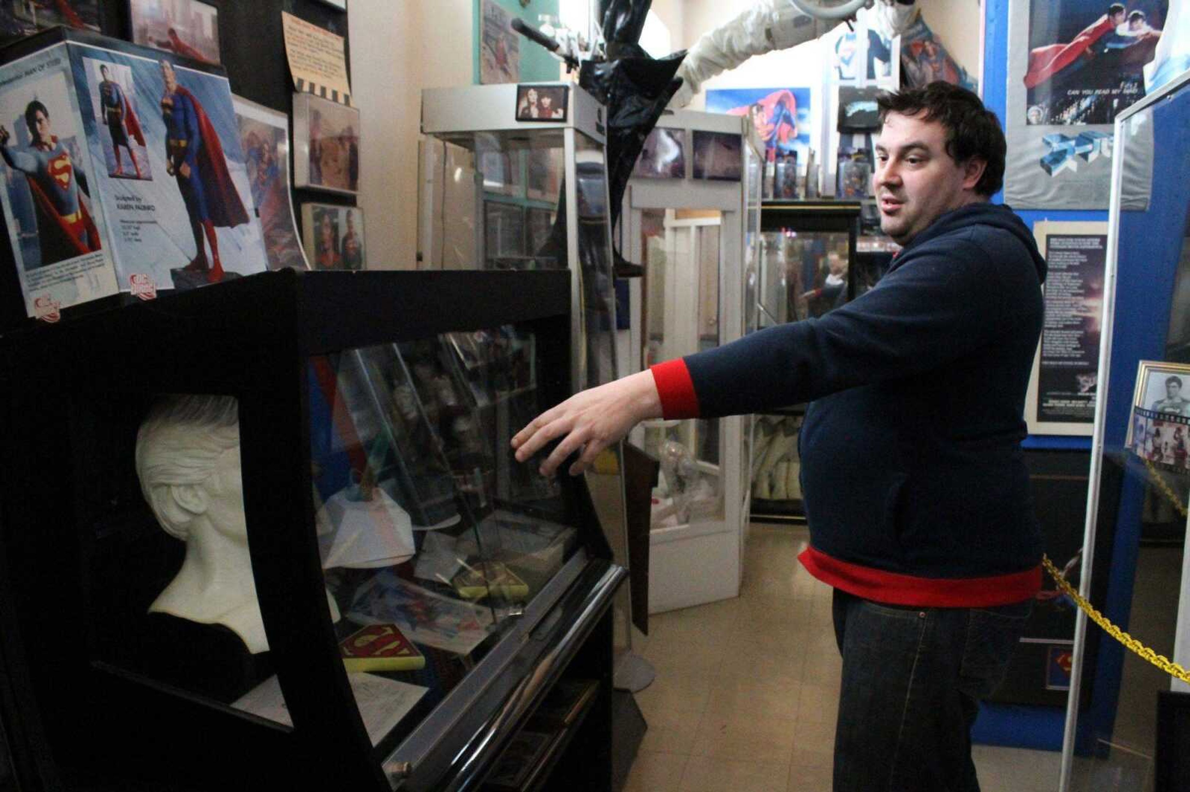 Adam Siebert gives a tour of The Super Museum in Metropolis, Ill. The museum has more than 65,000 pieces of Superman memorabilia on display.