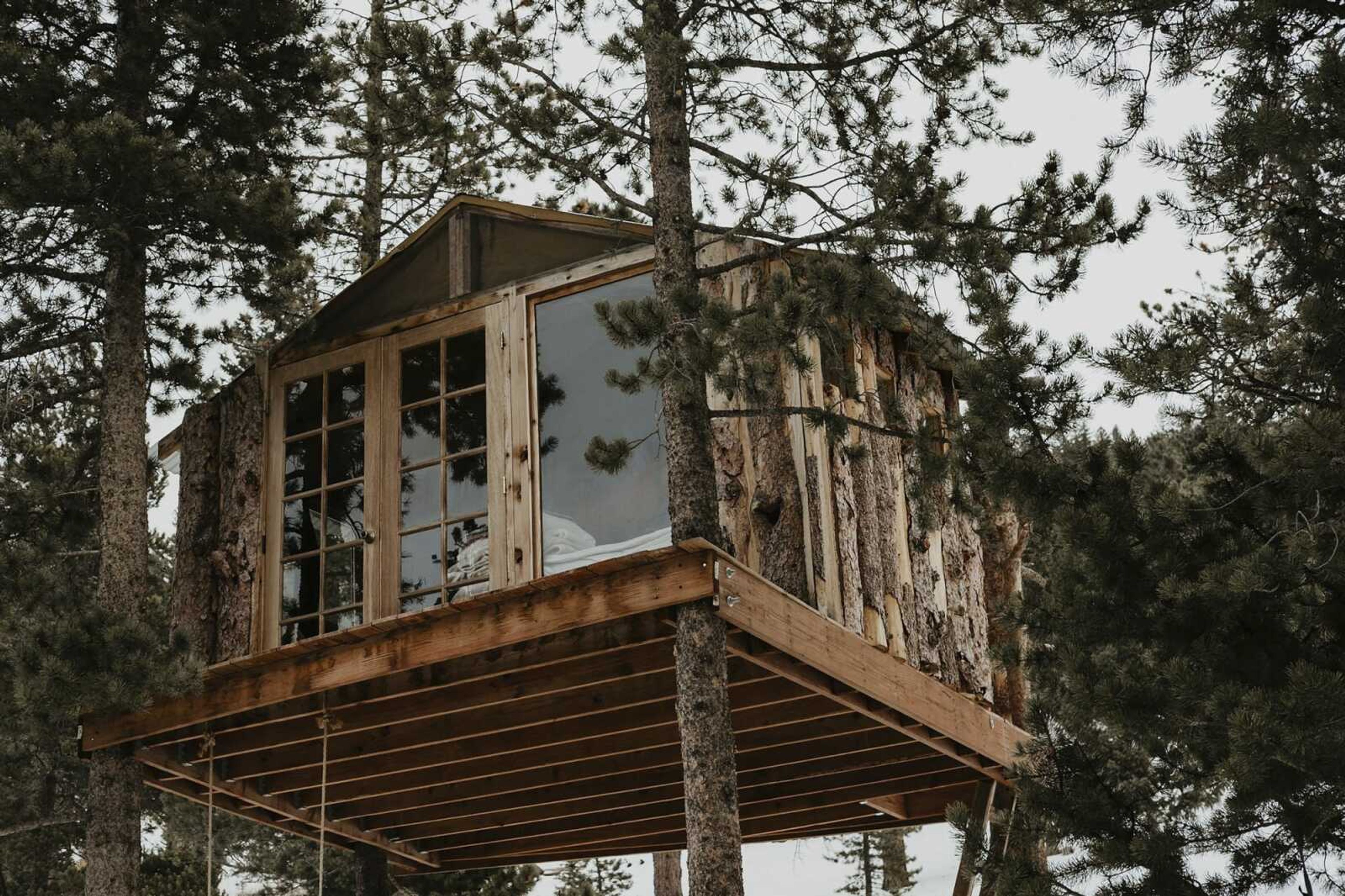 A treehouse owned by Jessica Brookhart in Gold Hill, Colorado. Brookhart bought it recently and occasionally rents it.