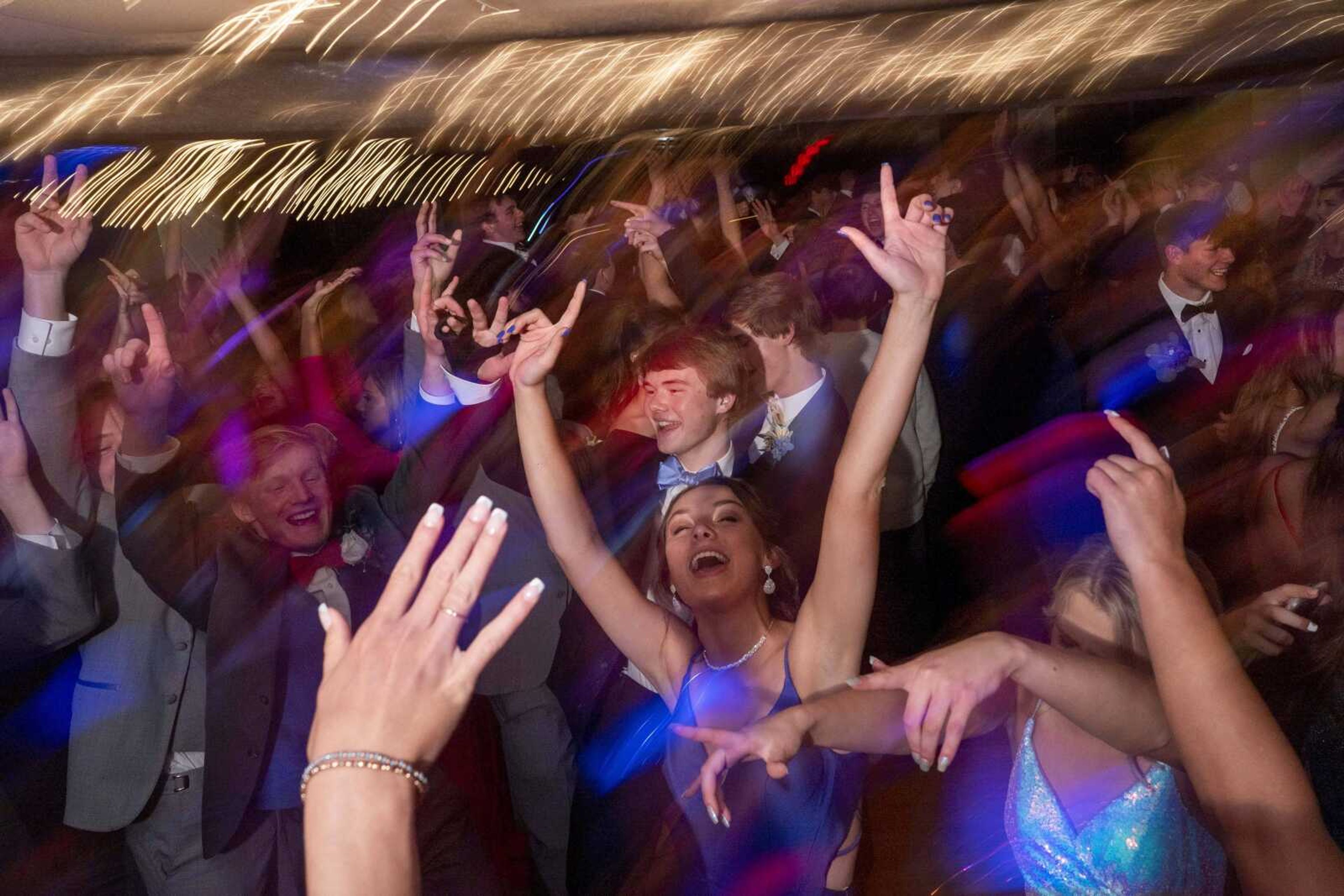 Students dance during the Saxony Lutheran prom Saturday, April 26, 2021, at  the Elks Lodge in Cape Girardeau.