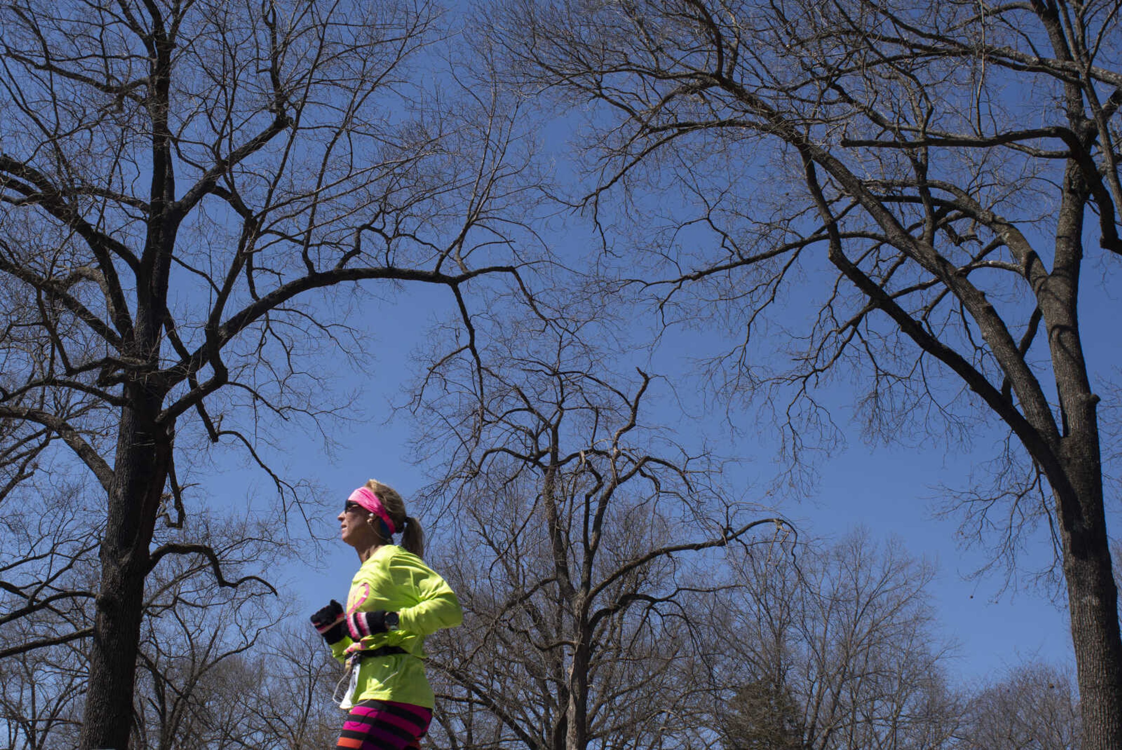 Sarah Thompson of Jackson runs during the 10th annual Howard Aslinger Endurance Run on Saturday, March 16, 2019, at Arena Park in Cape Girardeau.