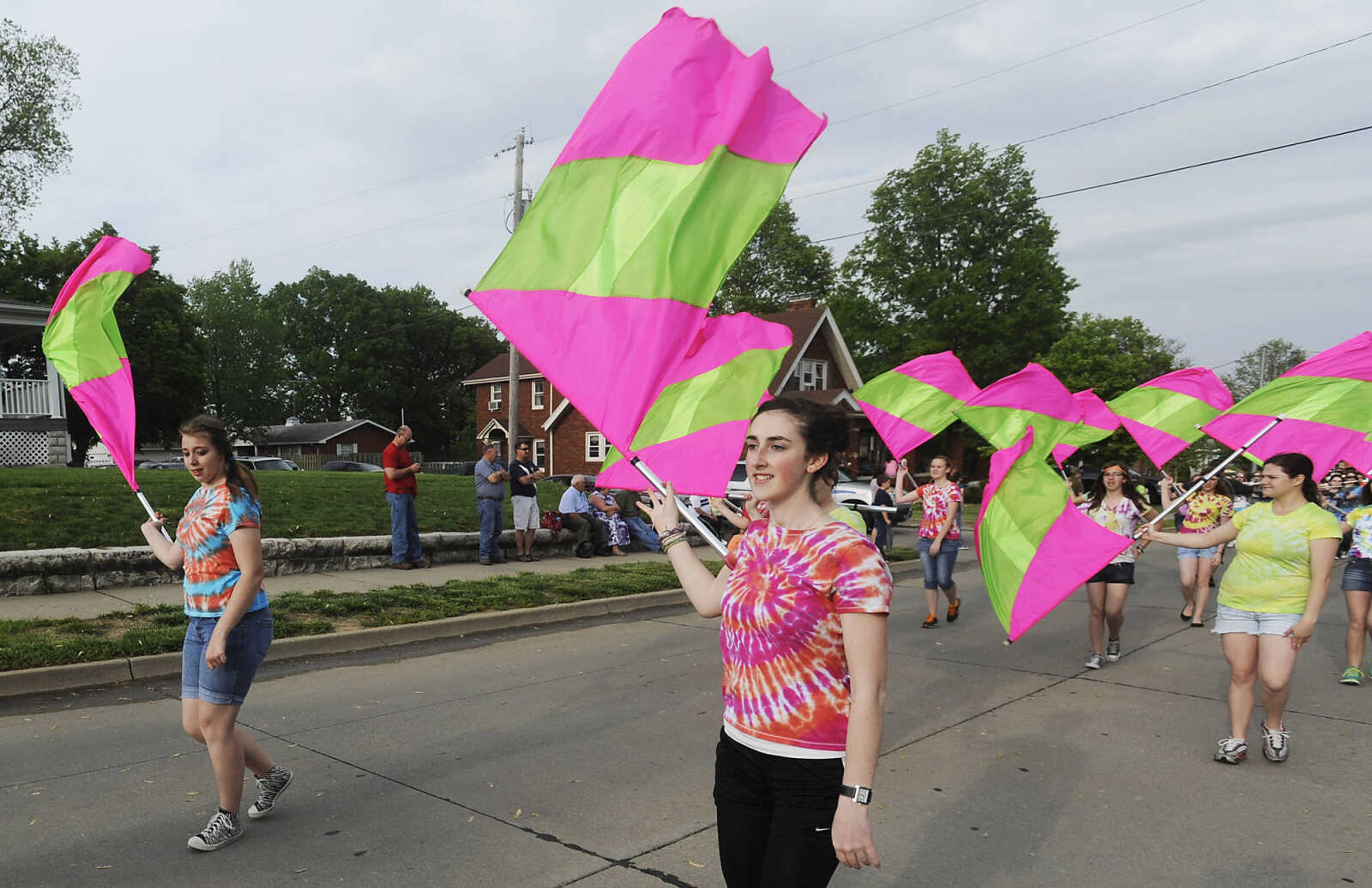 The Perryville High School Marching Band performs during the Perryville Mayfest Parade Friday, May 10, in Perryville, Mo. This year's Mayfest theme is Peace, Love, Perryville Mayfest.