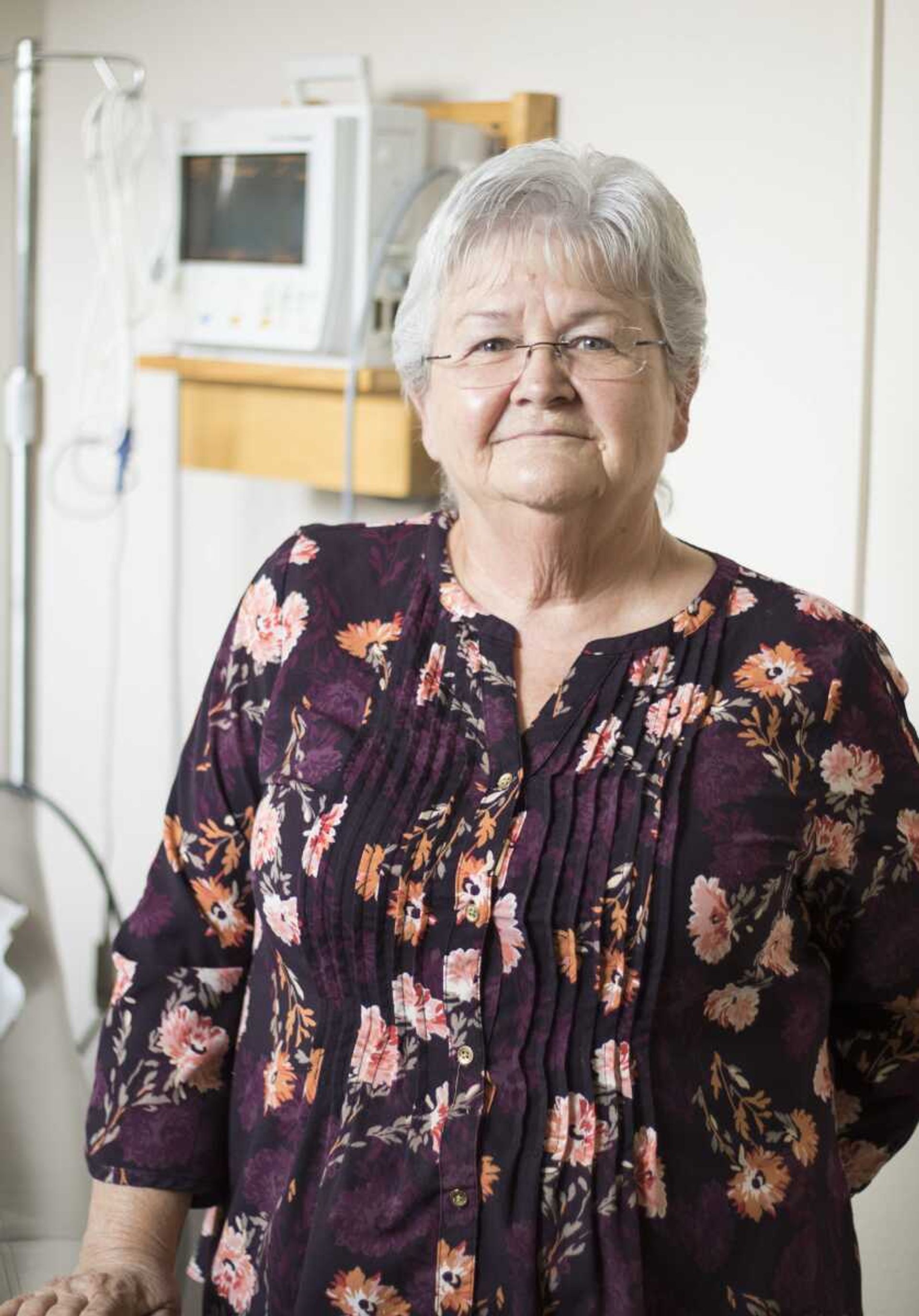 Gwen Maloney poses in May for a portrait at Samaritan Regional Health Center in Cape Girardeau, the only free health clinic in Southeast Missouri. Samaritan operates two days a week with an all-volunteer staff.