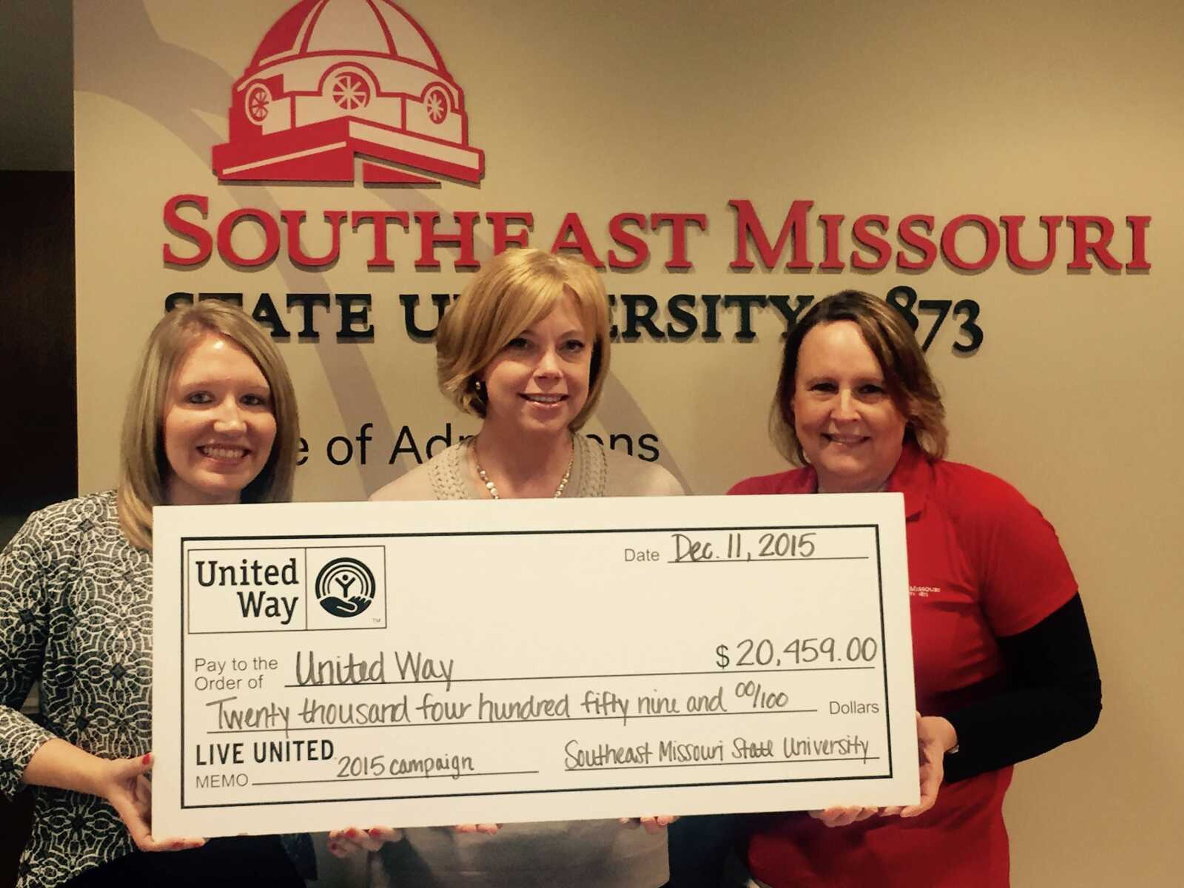 Southeast Missouri State University donates to United Way