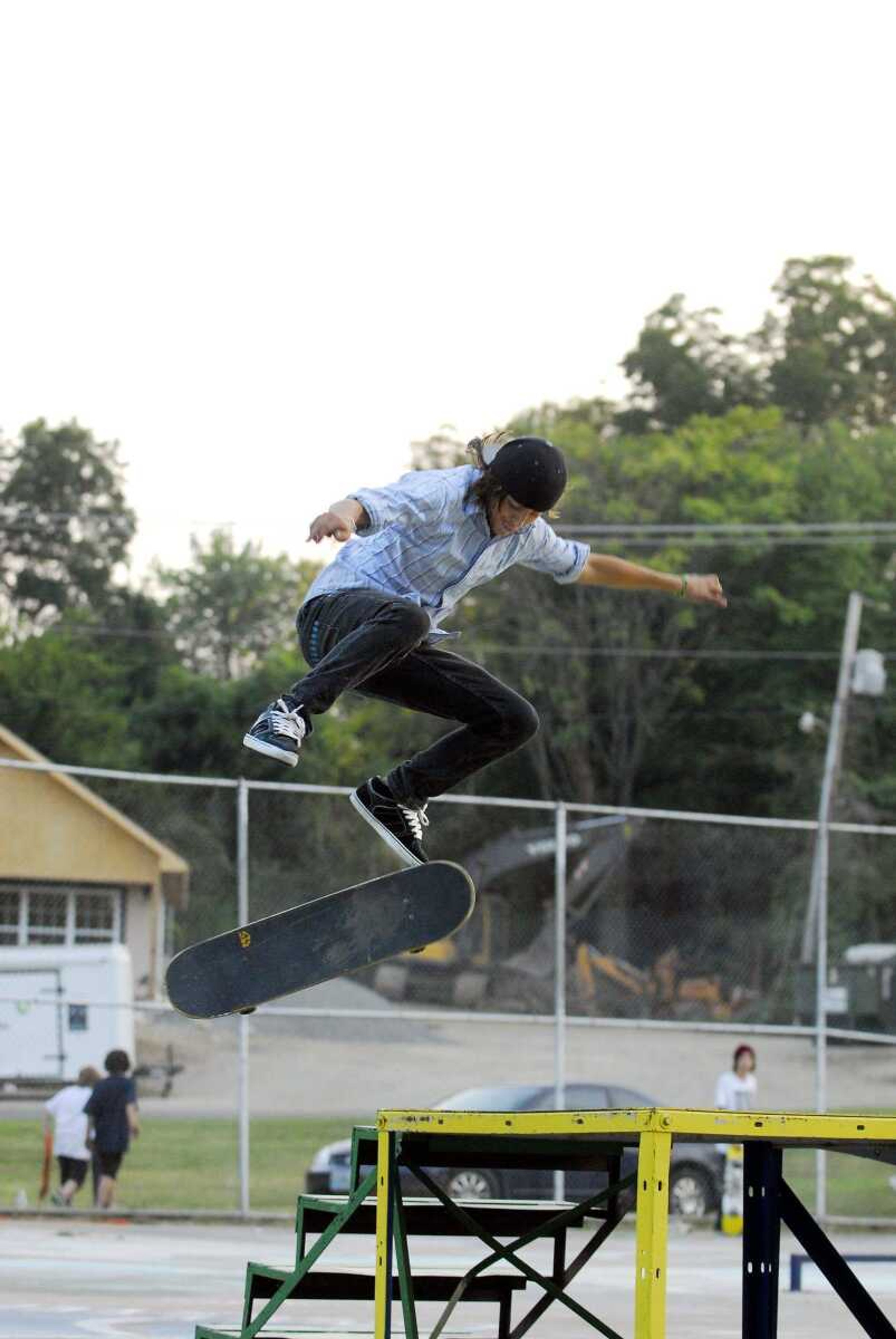 Fourteen-year-old Wyatt Wilkerson won the 12-to-15 age division Sunday in the Cape Girardeau Skate Park Association skateboarding competition.<br>LAURA SIMON <br>lsimon@semissourian.com