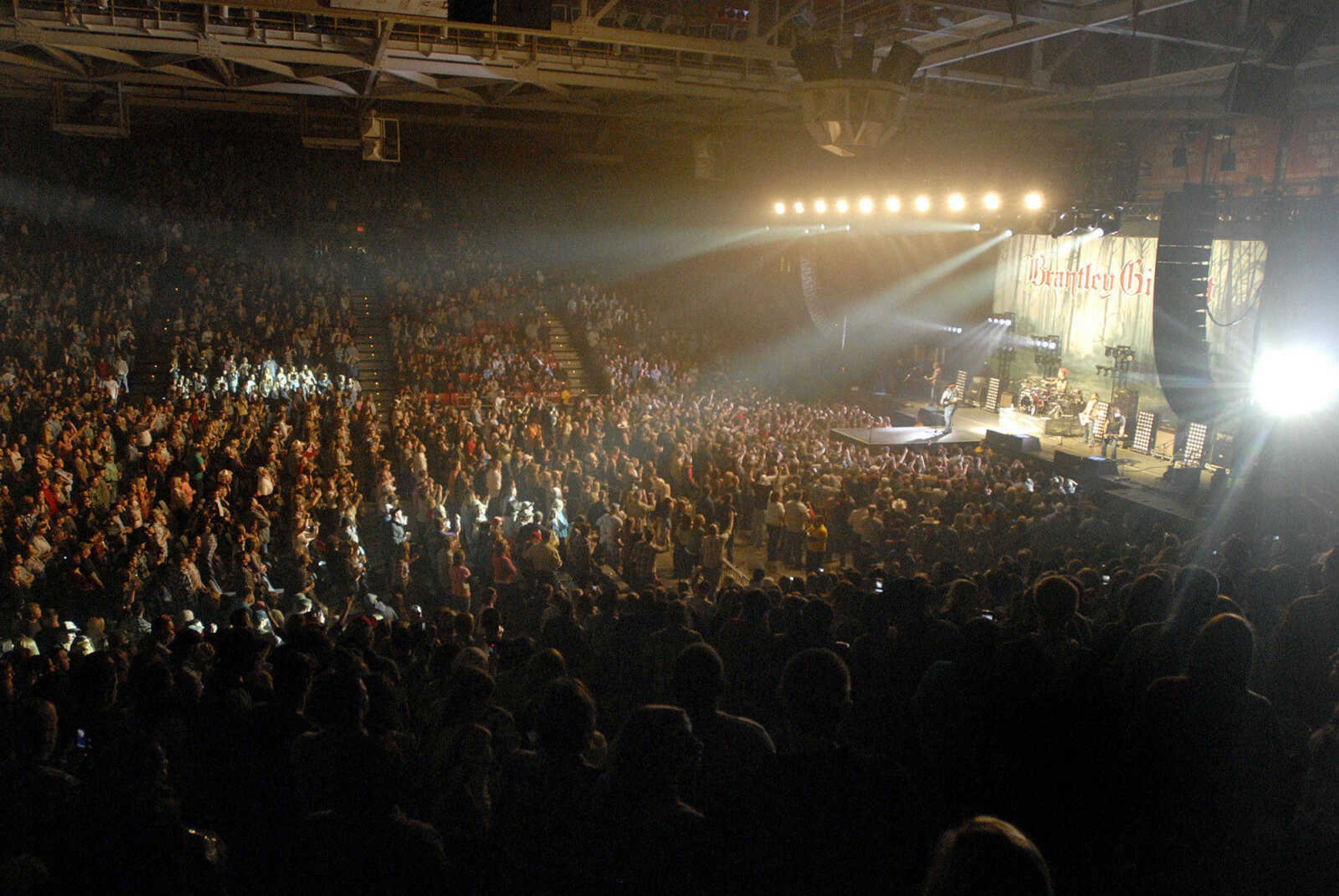 LAURA SIMON ~ lsimon@semissourian.com
Brantley Gilbert performs Friday night, January 20, 2012 during the "Blood, Sweat and Beers Tour" at the Show Me Center in Cape Girardeau.