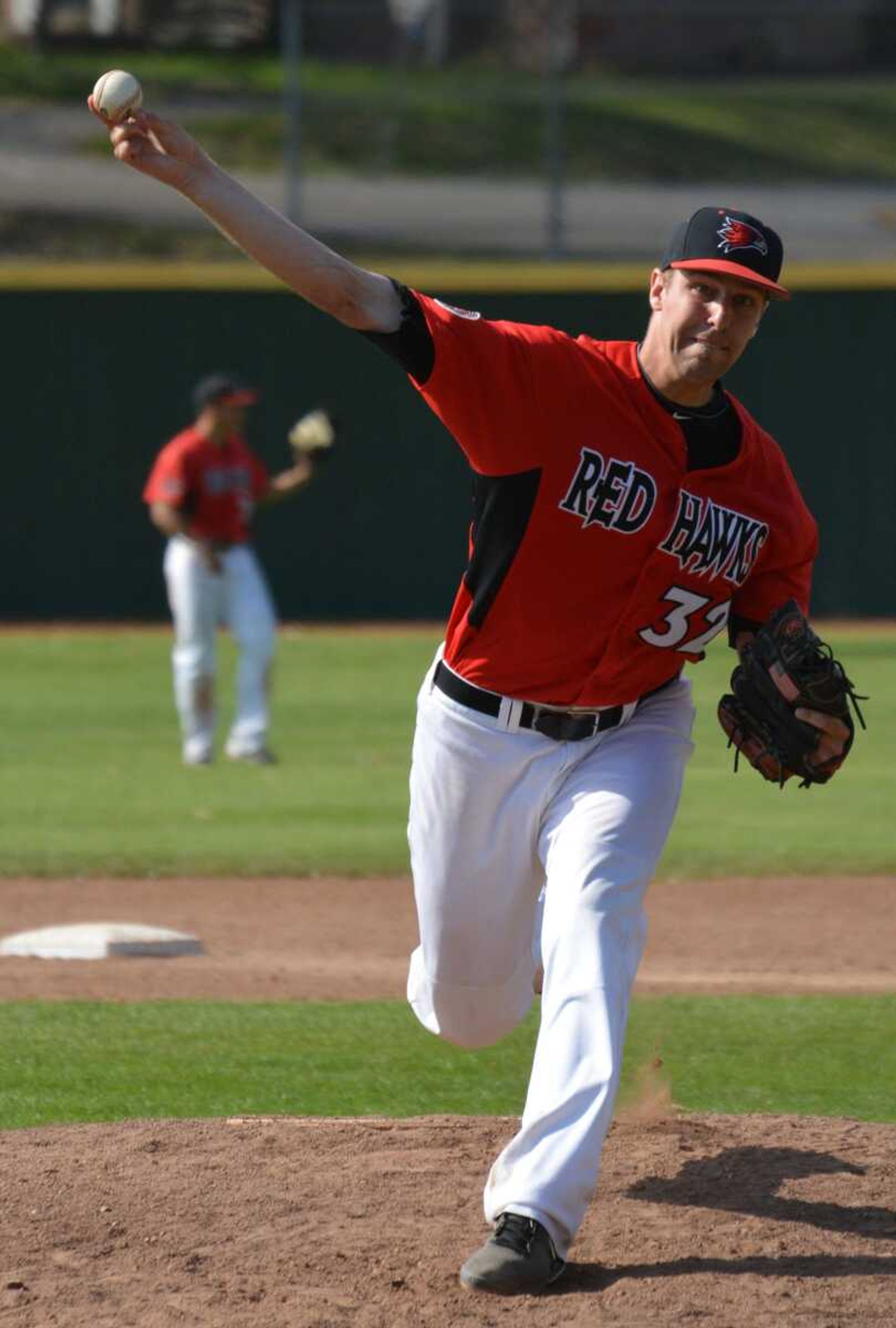 Southeast pitcher Luke Shearrow throws to an Austin Peay batter during Sunday's game at Capaha Field. (WAYNE MCPHERSON ~ Special to Southeast Missourian)