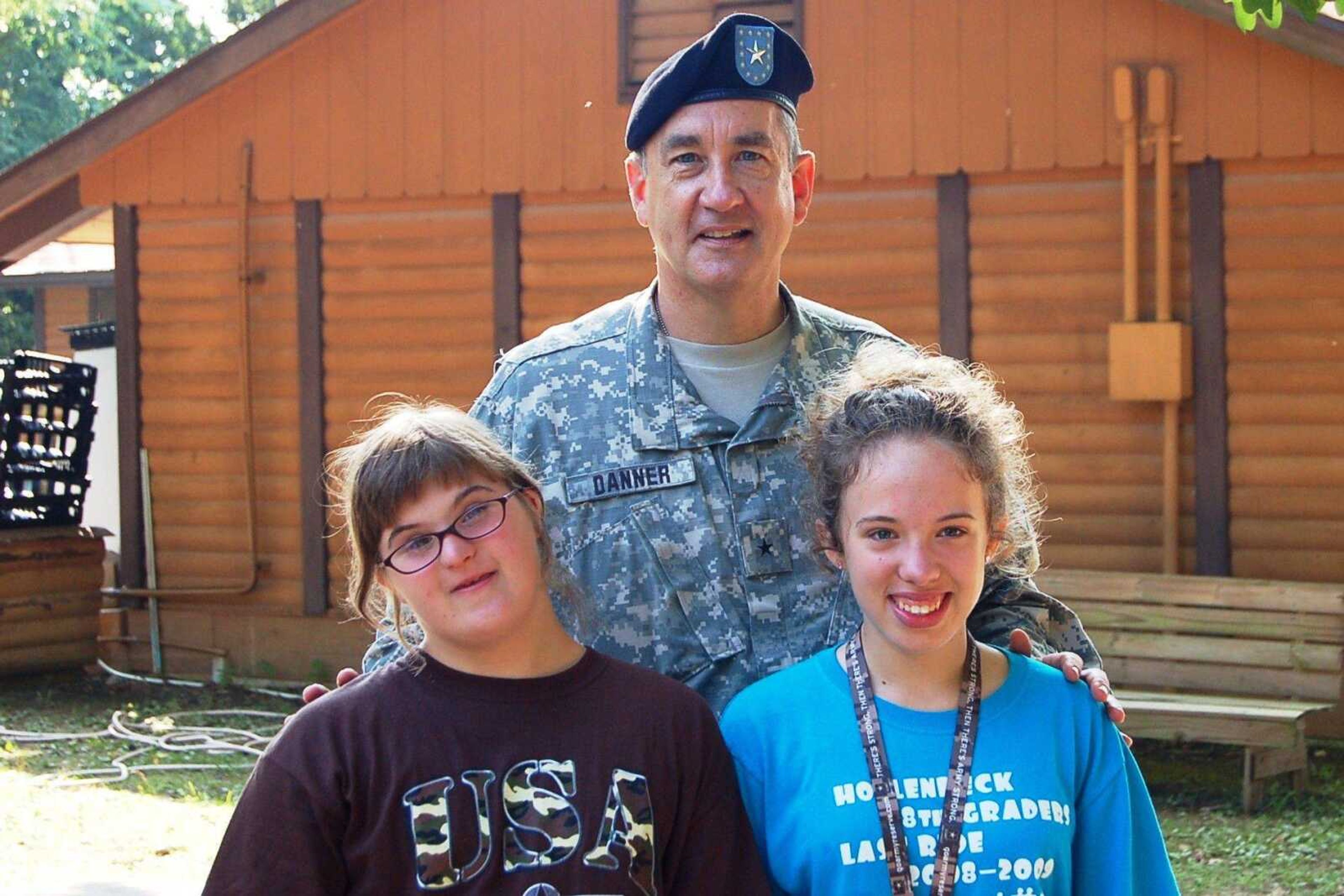 Missouri National Guard adjutant general, Brig. Gen. Stephen Danner, visited Camp Guardian this summer to meet some of the campers and volunteers. (Photo by Wade Johnson)