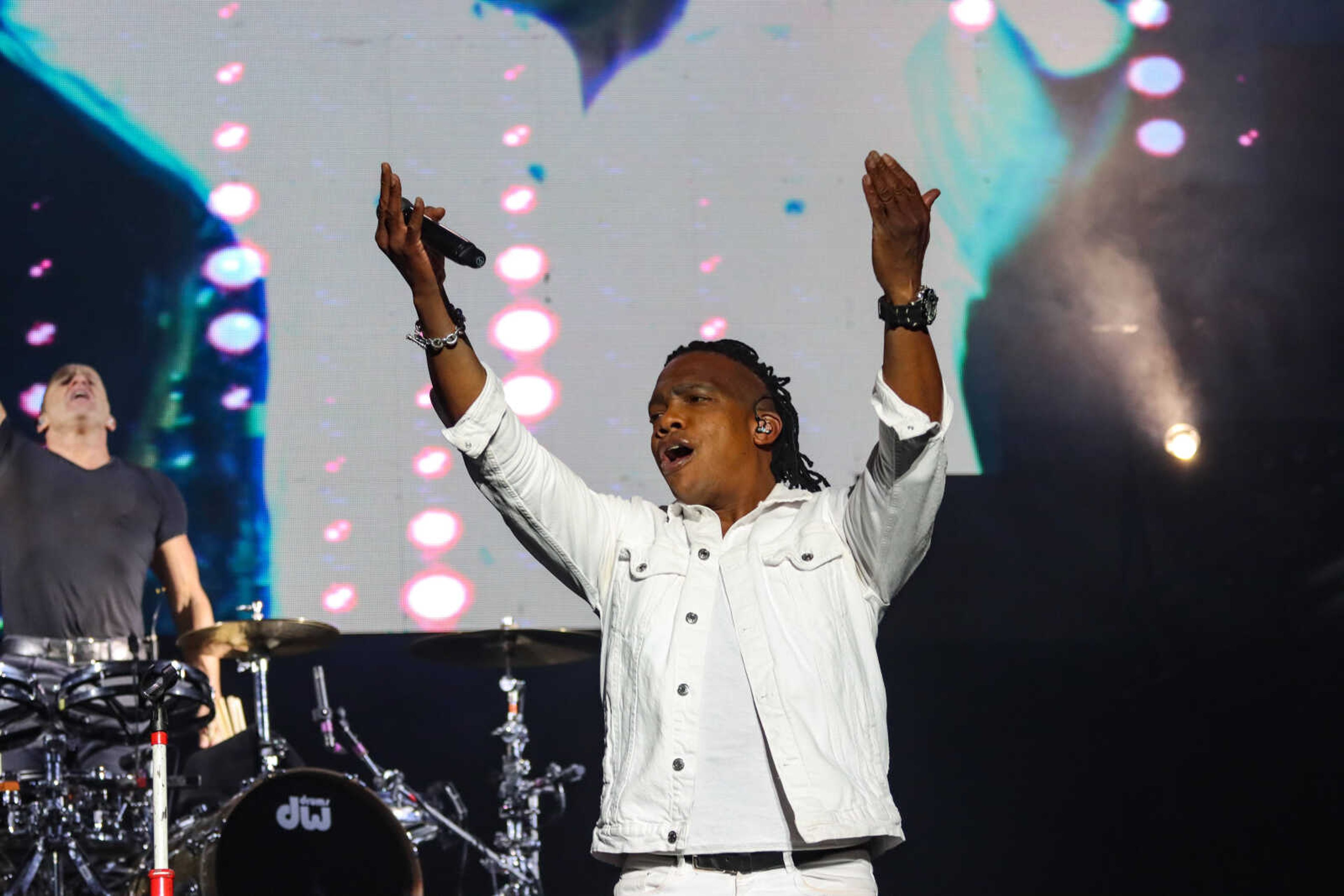 Newsboys lead singer Michael Tait engages the audience Friday, Nov. 12 at the Show Me Center.