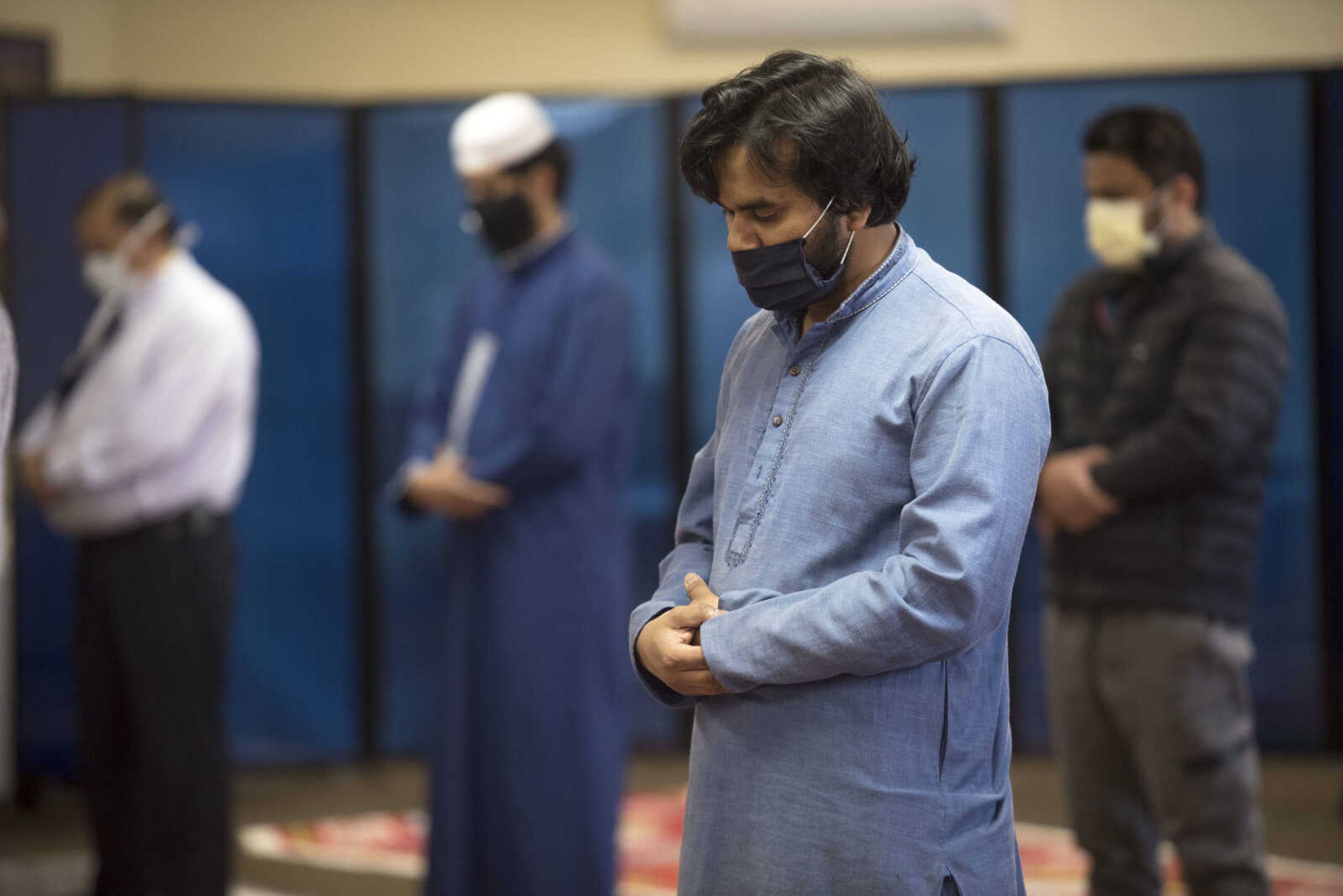 Members of the Islamic Center of Cape Girardeau participate in the Dhuhr prayer on Friday, May 8, 2020, at the Islamic Center of Cape Girardeau.