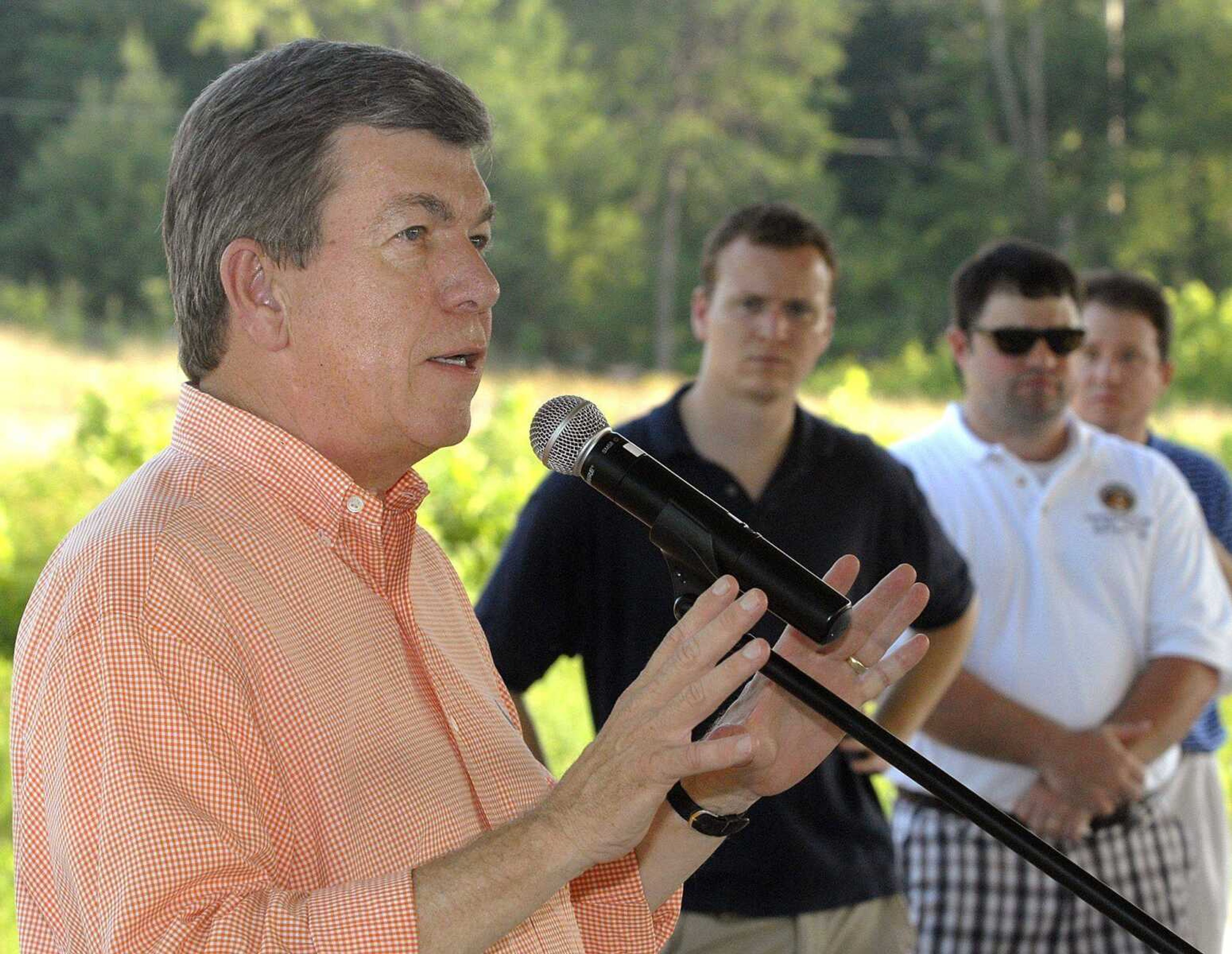 U.S. Rep. Roy Blunt speaks at the GOP Pig Roast Saturday at Cape Girardeau County Park South. Blunt is a candidate for the U.S. Senate seat held by the retiring Sen. Kit Bond. (Fred Lynch)