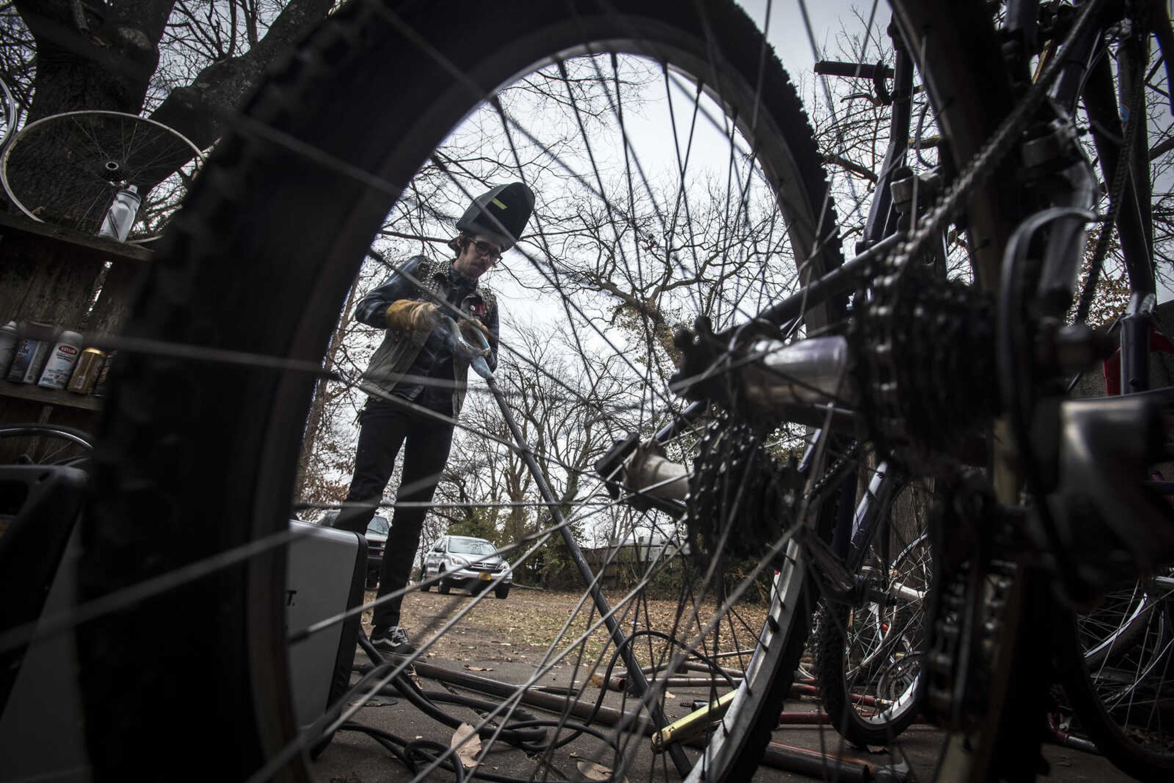 Most of the bikes Parker Bond receives are usually free or that he recycles to build up something new.