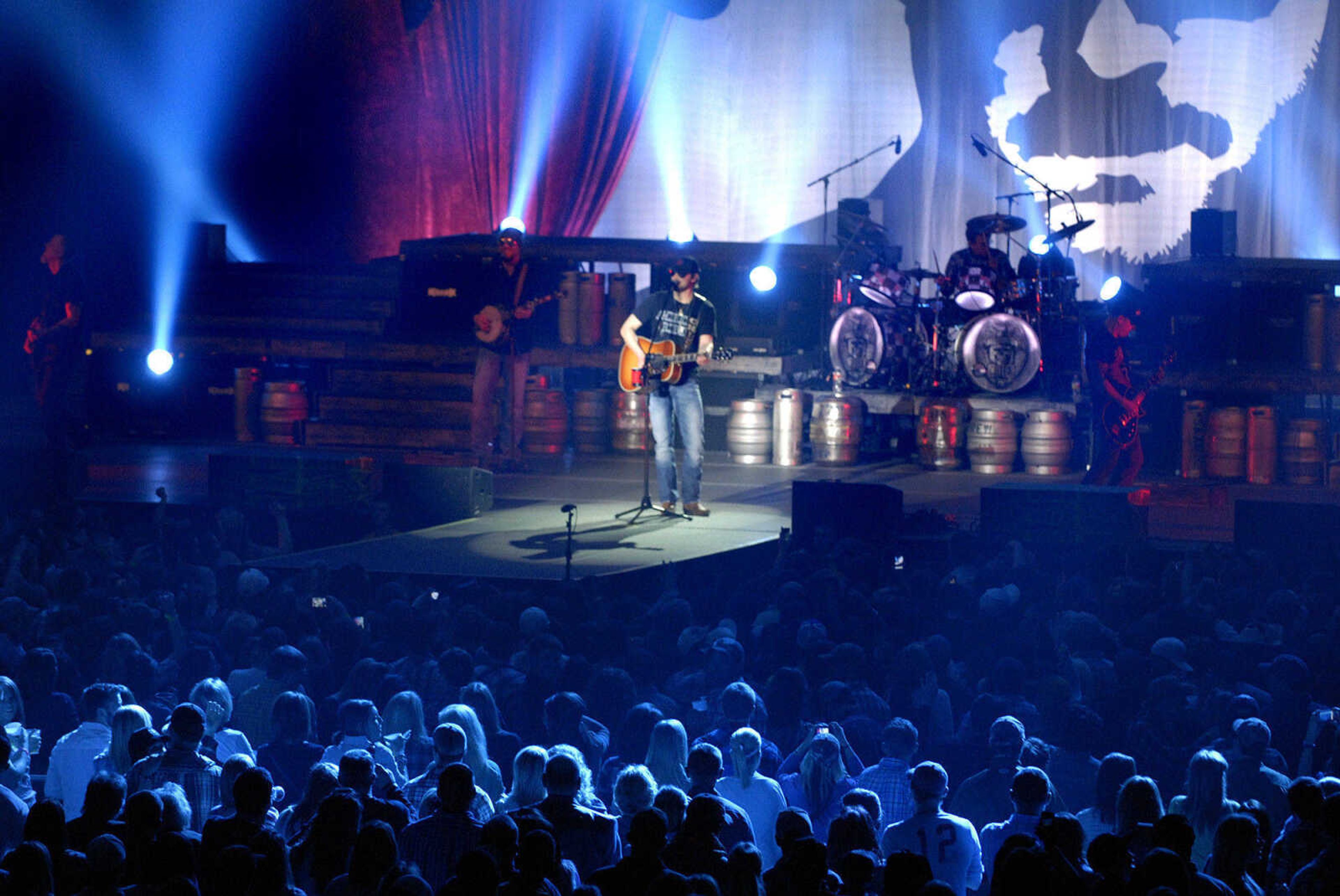 LAURA SIMON ~ lsimon@semissourian.com
Eric Church performs Friday night, January 20, 2012 during the "Blood, Sweat and Beers Tour" at the Show Me Center in Cape Girardeau.