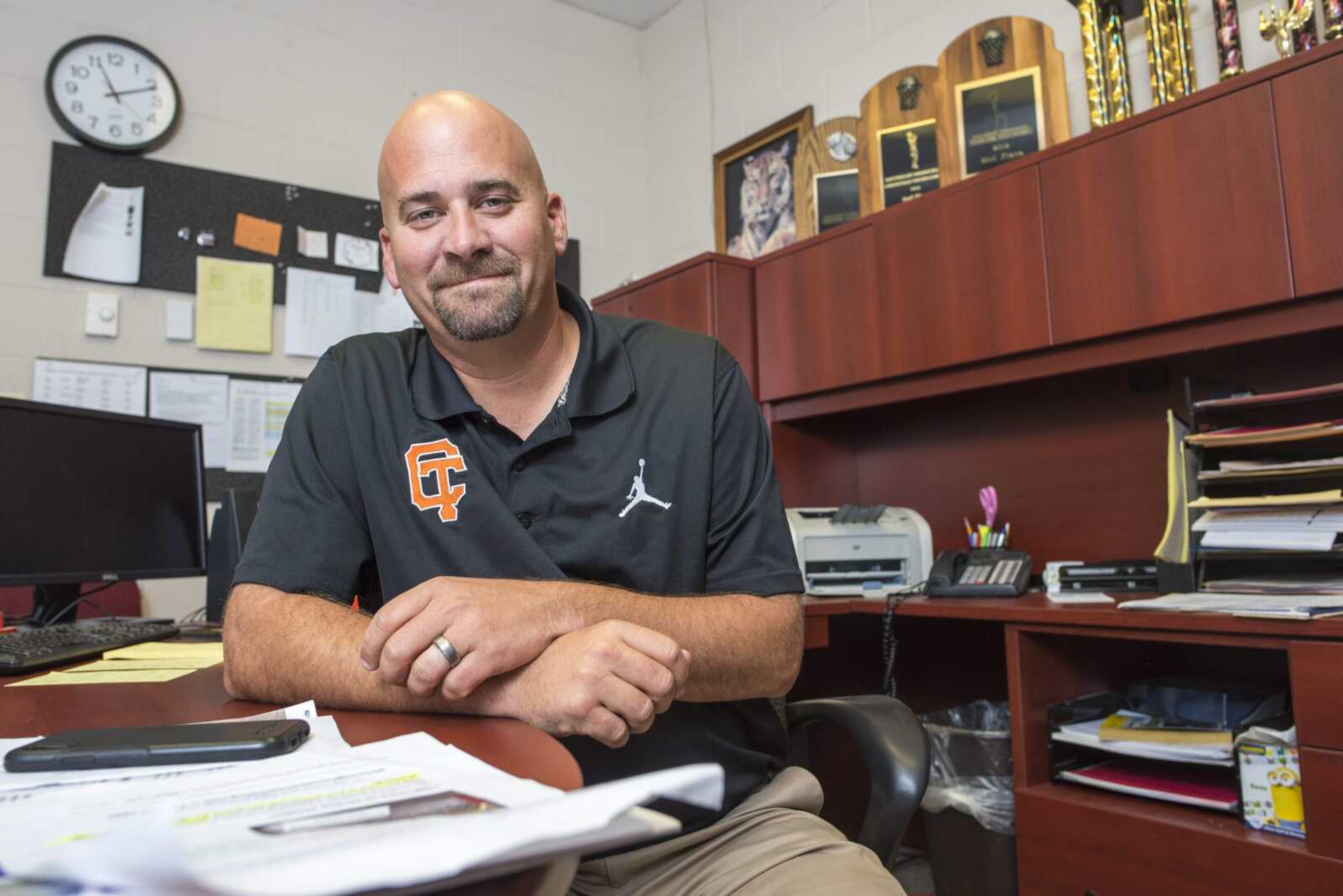 Cape Central athletic director Tyson Moyers in his office Oct. 7, 2019, at Cape Central High School in Cape Girardeau.