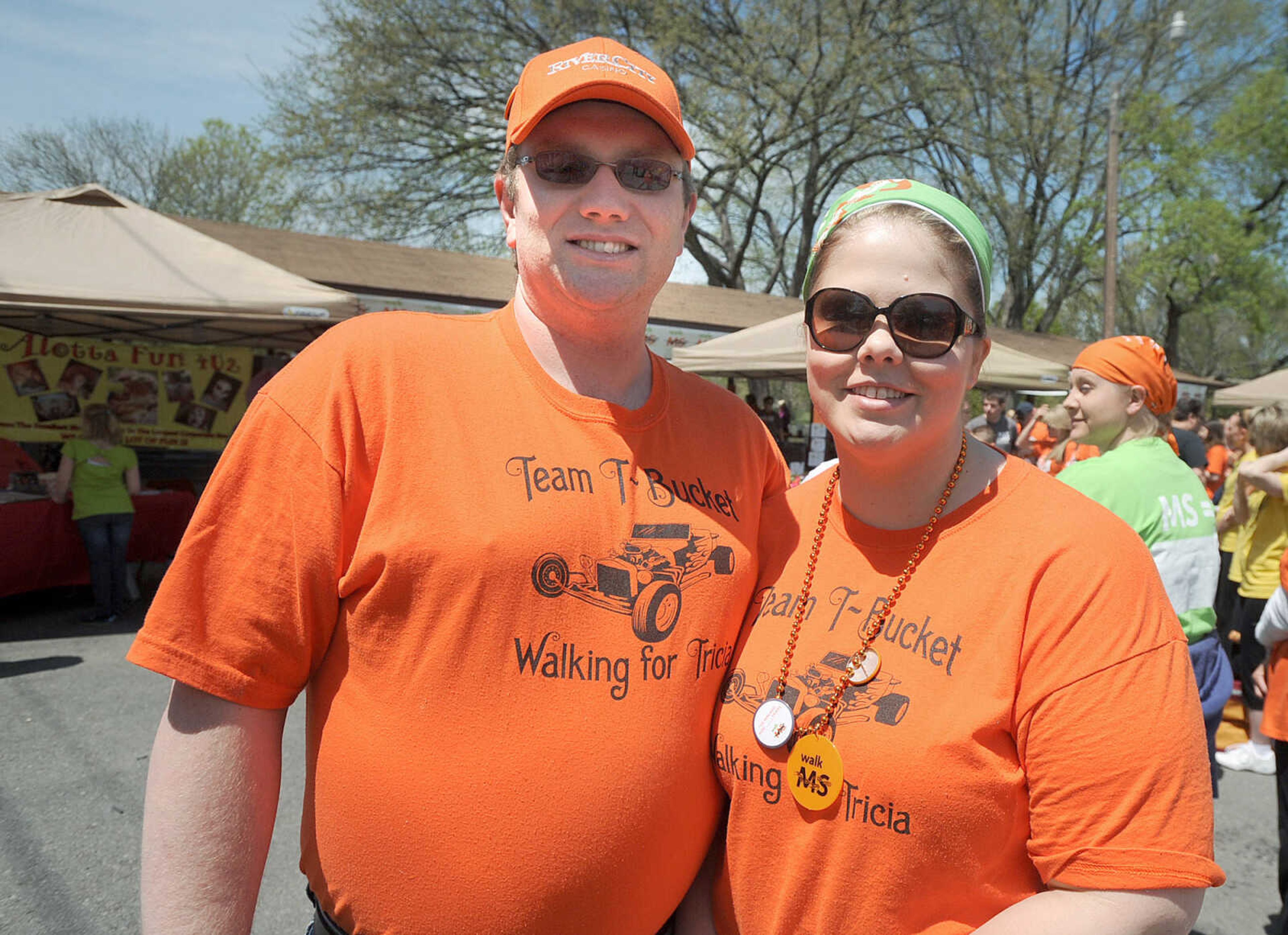 LAURA SIMON ~ lsimon@semissourian.com

Billy and Heather Osborne of team T-Bucket pose for a photo Sunday afternoon, April 21, 2013 during the 25th annual Walk MS at Capaha Park.