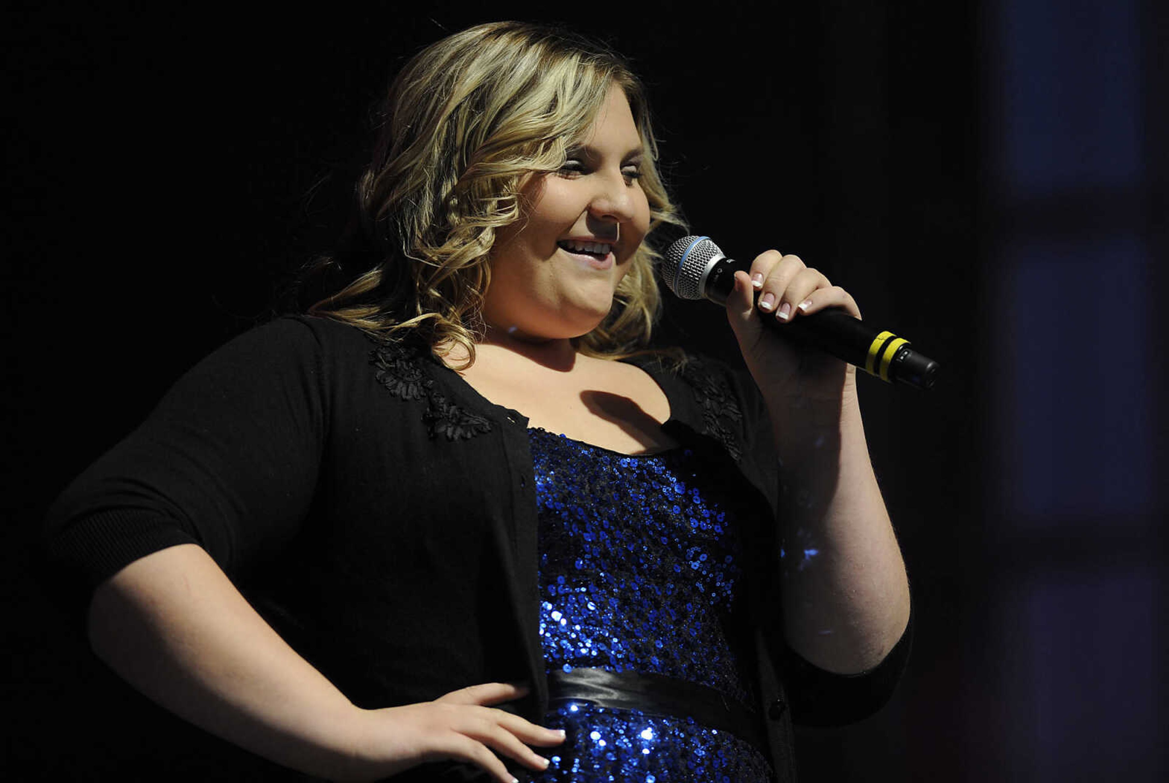 Olivia Gordon of Anna, Ill., performs in the finals 2012 Heartland Idol competition at at the SEMO District Fair Wednesday, September 12, at Arena Park in Cape Girardeau.