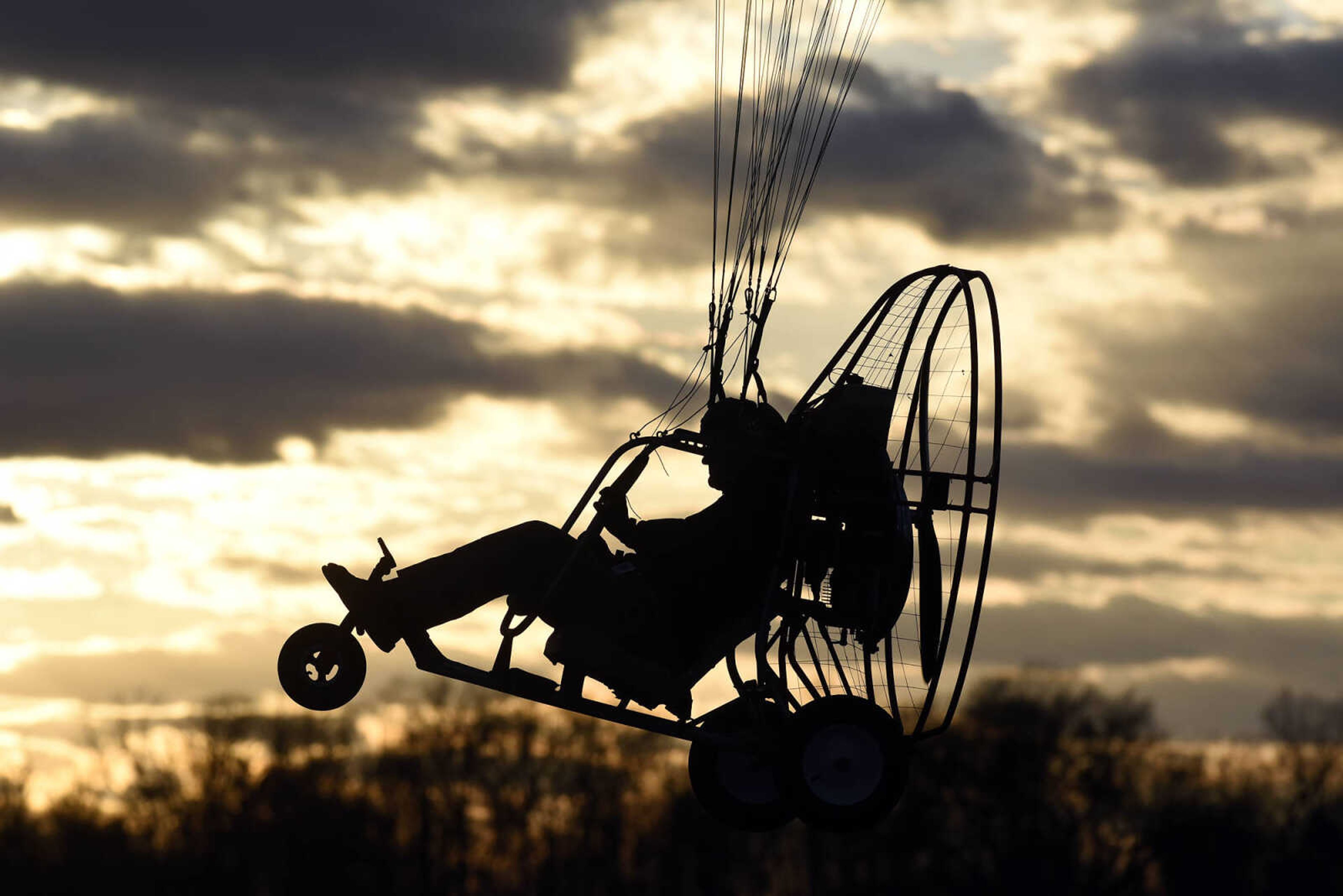 Curt Froemsdorf lifts off in his three-wheeler on Thursday, March 2, 2017, at the Fruitland International Airport in Jackson.