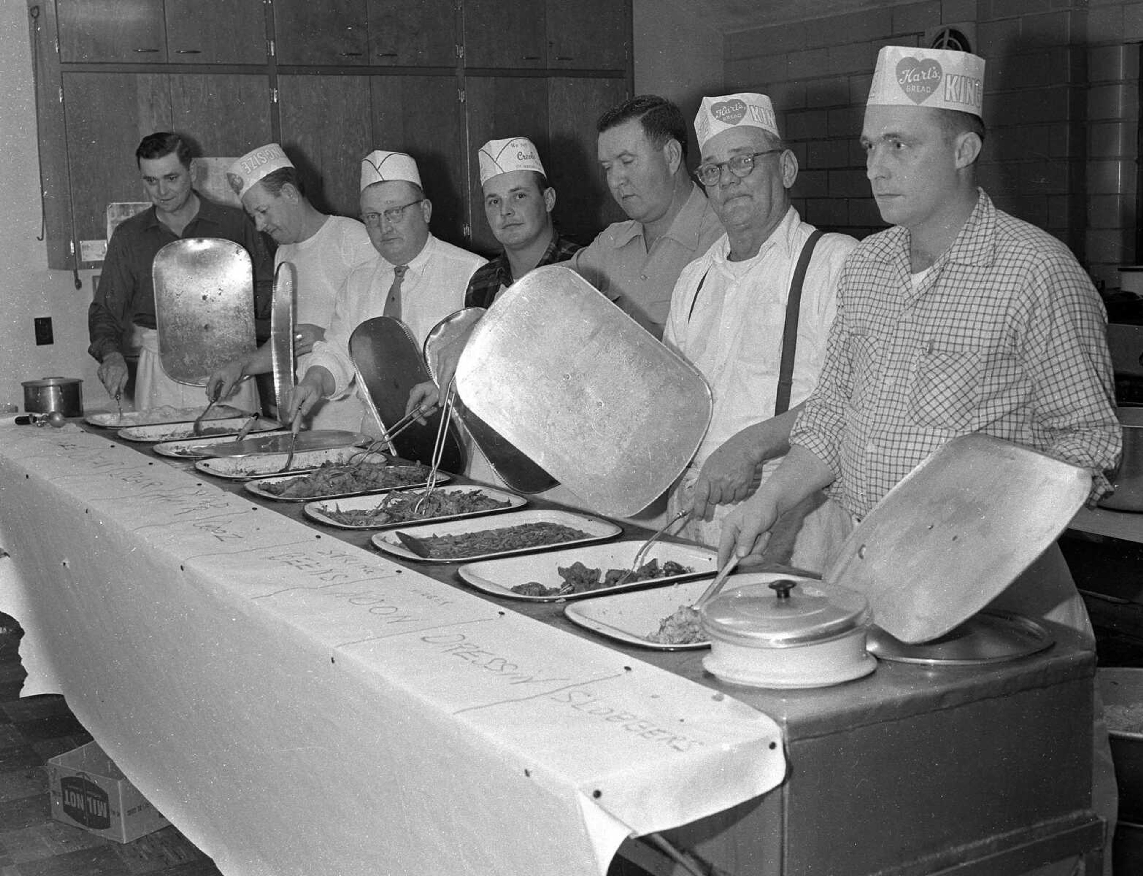 Bear and coon, spelled koon, were on the menu for this wildlife buffet, along with tamer offerings of string beans and dressing. If you can provide information about this image, contact librarian Sharon Sanders at ssanders@semissourian.com.