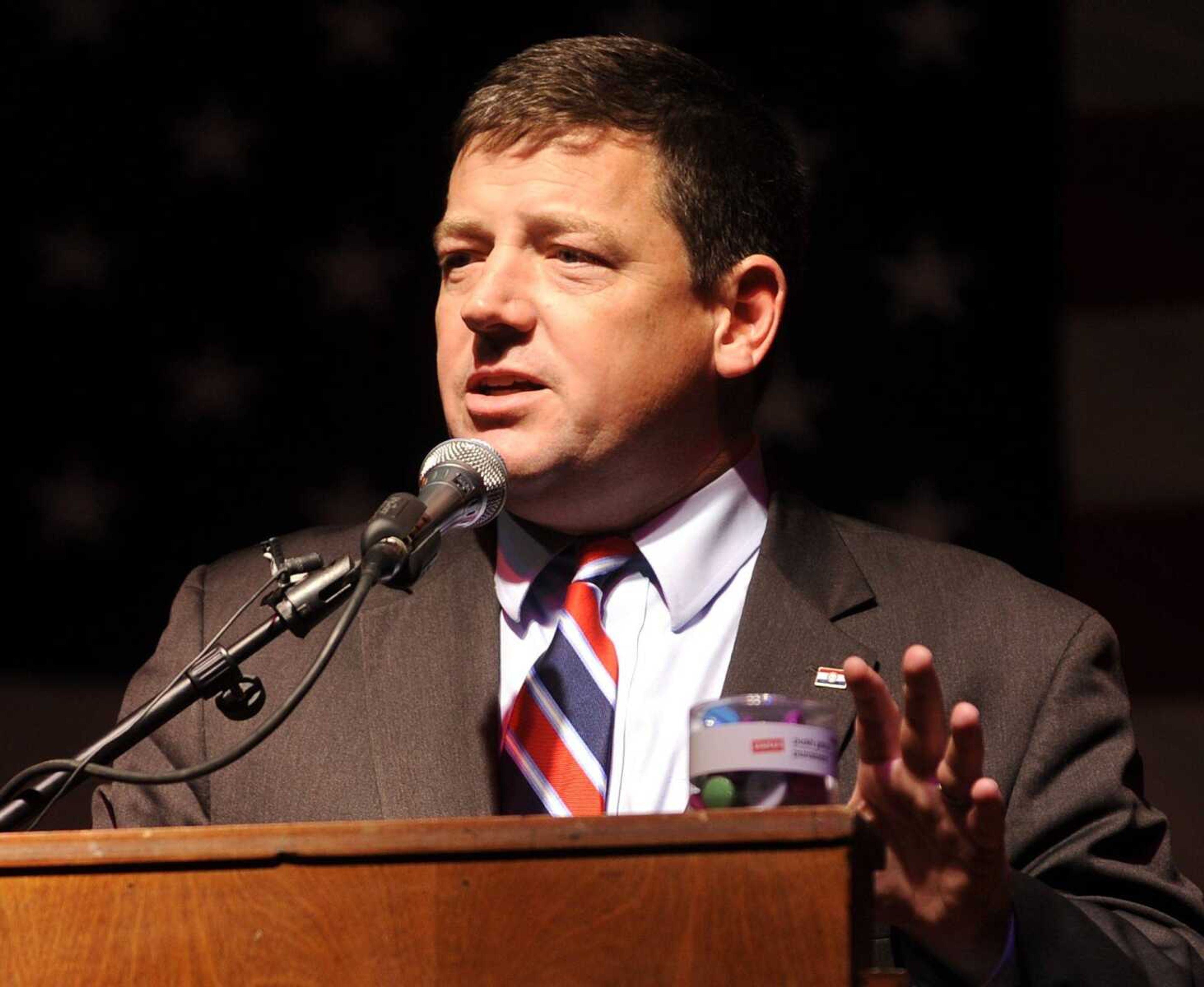 Ed Martin, Republican candidate for Missouri attorney general, speaks Friday, June 29, 2012 at a rally in Cape Girardeau. (Fred Lynch)