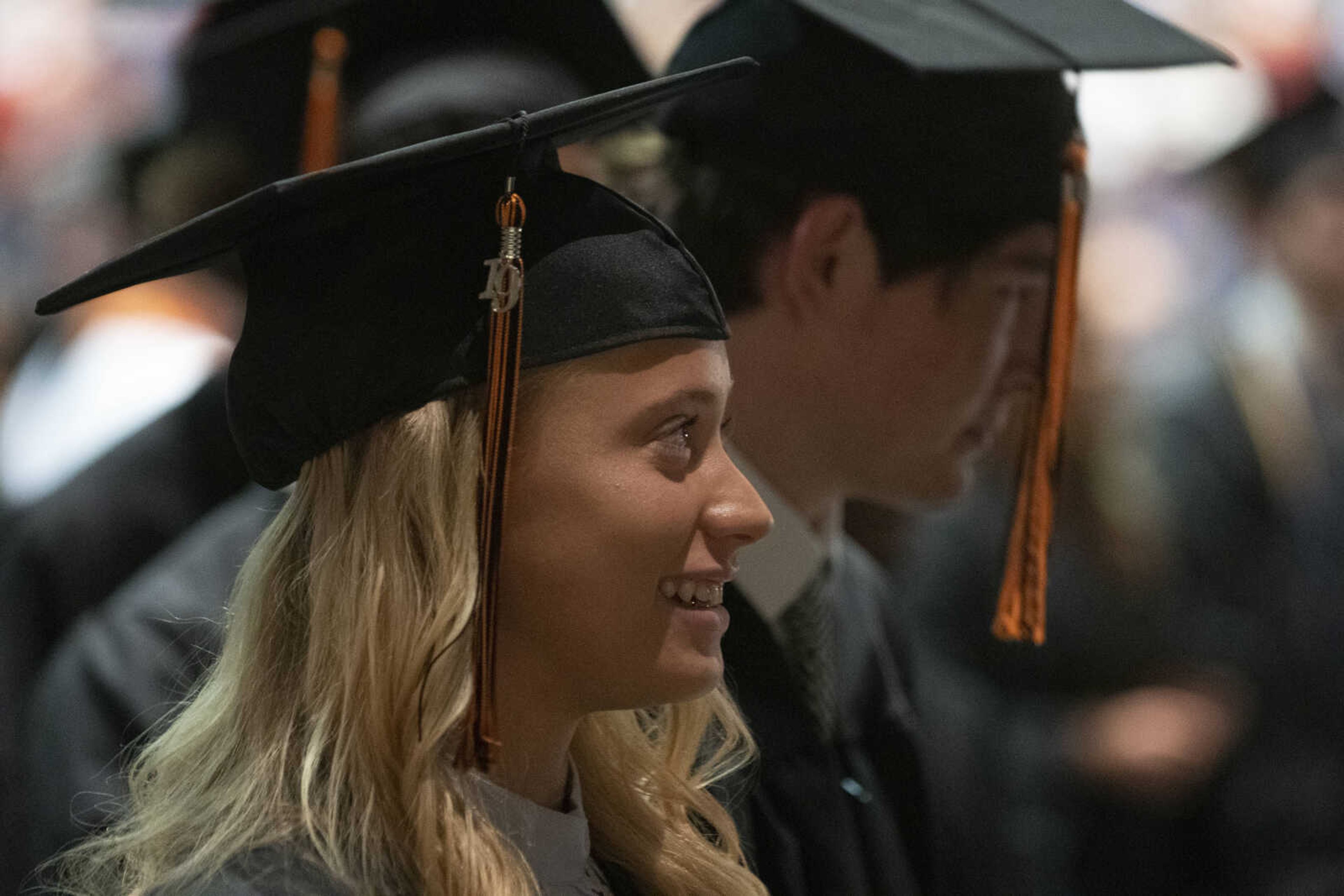 Cape Central's Macie Brinkopf smiles shortly before making her way across the stage during Cape Central High School's Class of 2019 Commencement on Sunday, May 12, 2019, at the Show Me Center in Cape Girardeau.