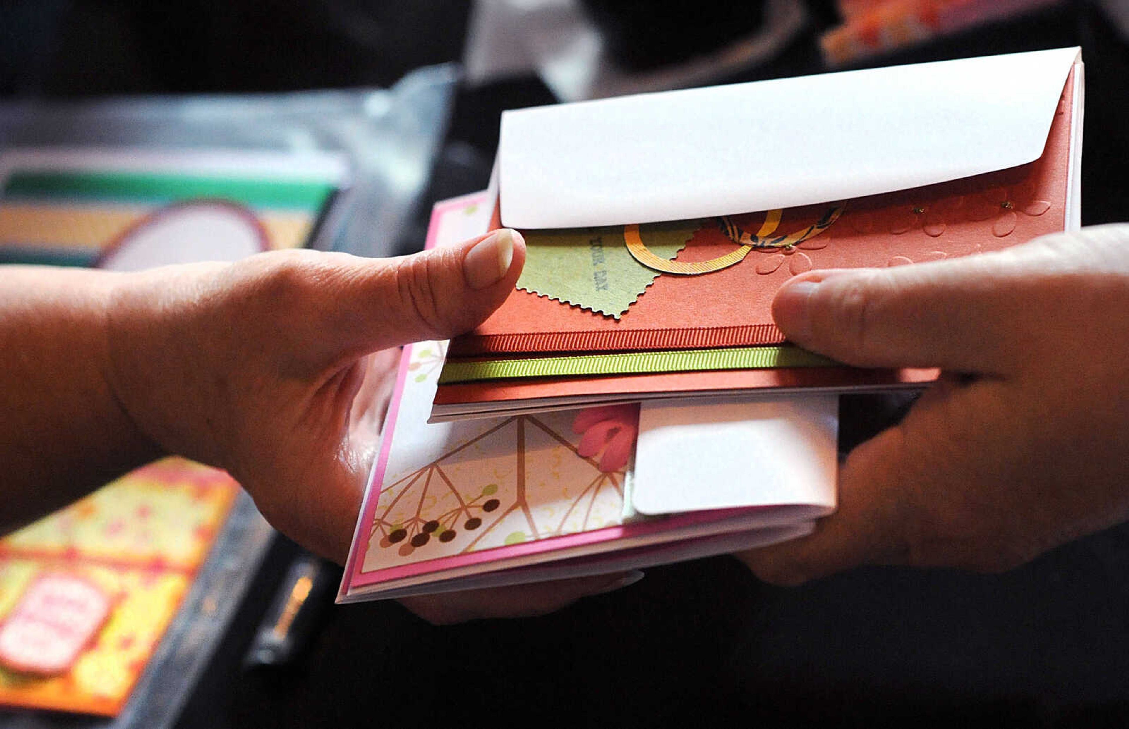 Shirley Marquez swaps greeting cards with her group once a month. (Laura Simon)