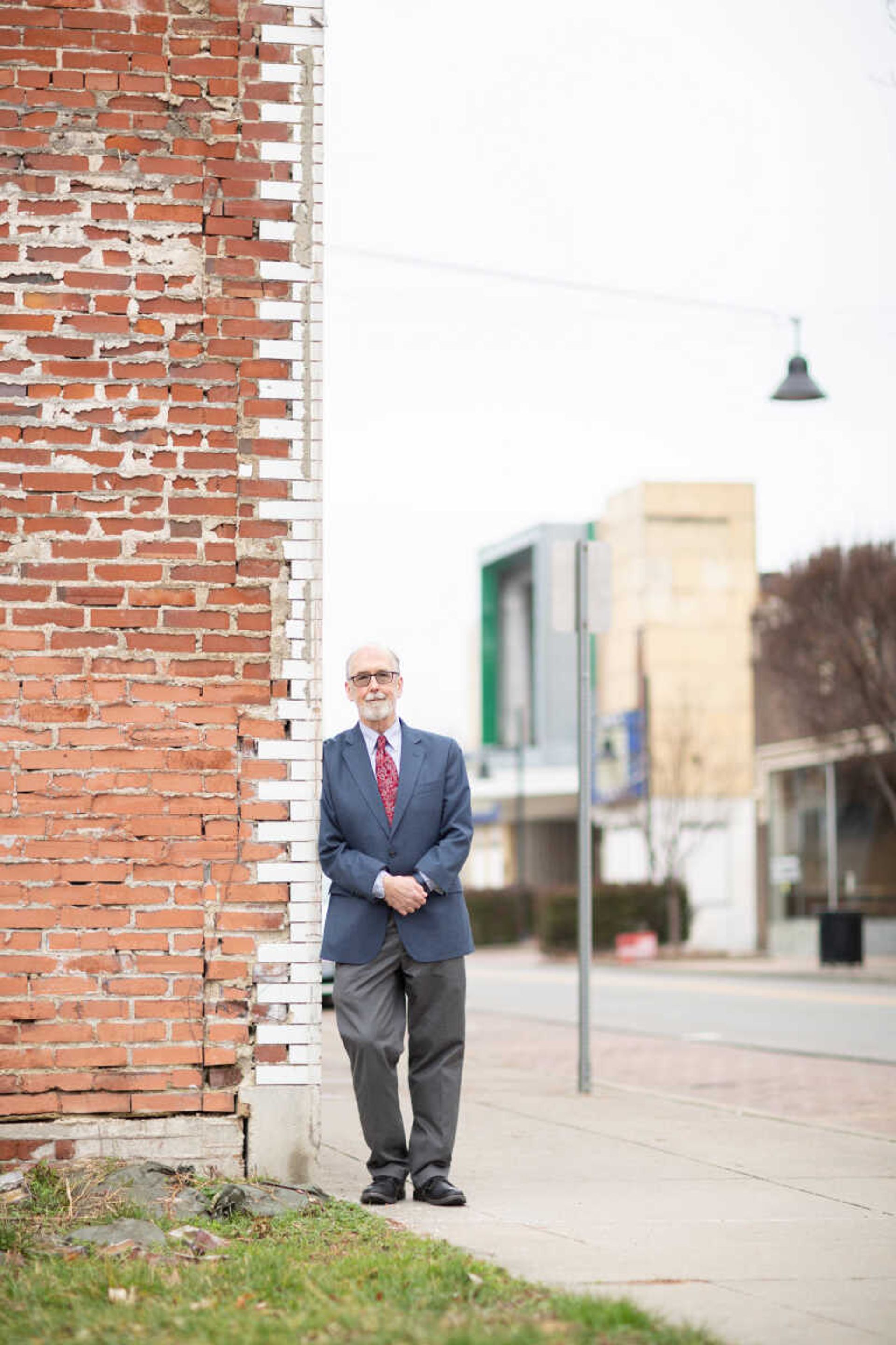 Dr. Steven Hoffman, historic preservation program coordinator and professor of history and anthropology at Southeast Missouri State University, stands for a photo in the Broadway Theater in Cape Girardeau.