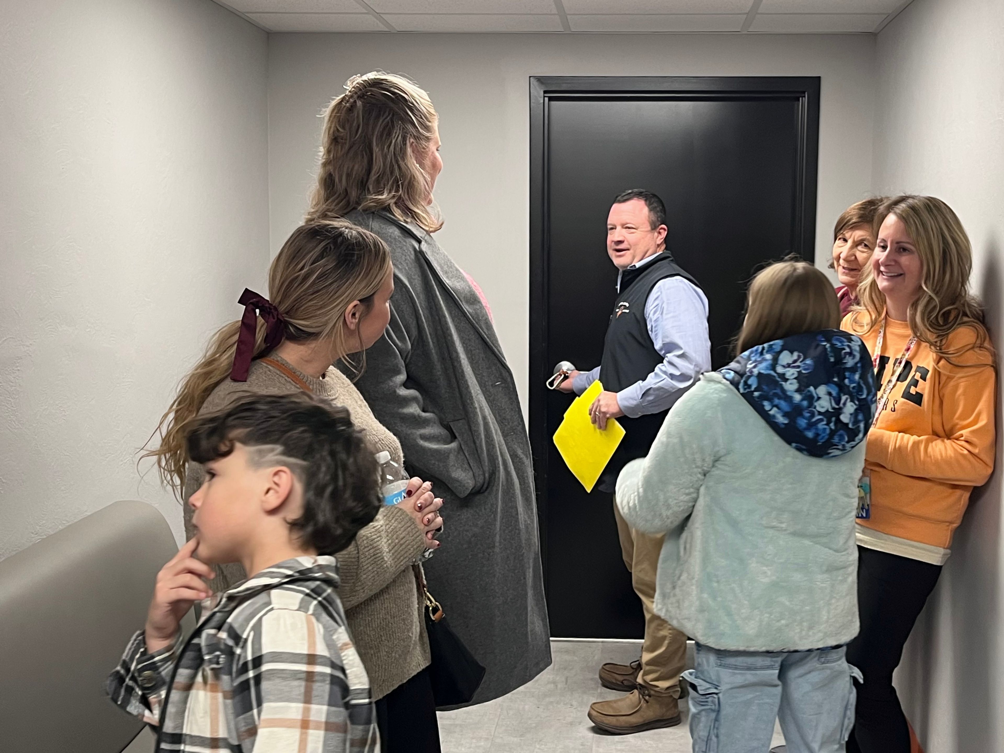 Cape Girardeau Public Schools assistant superintendent of support services Josh Crowell leads a tour Tuesday, Dec. 3, at Cape Central Academy. 