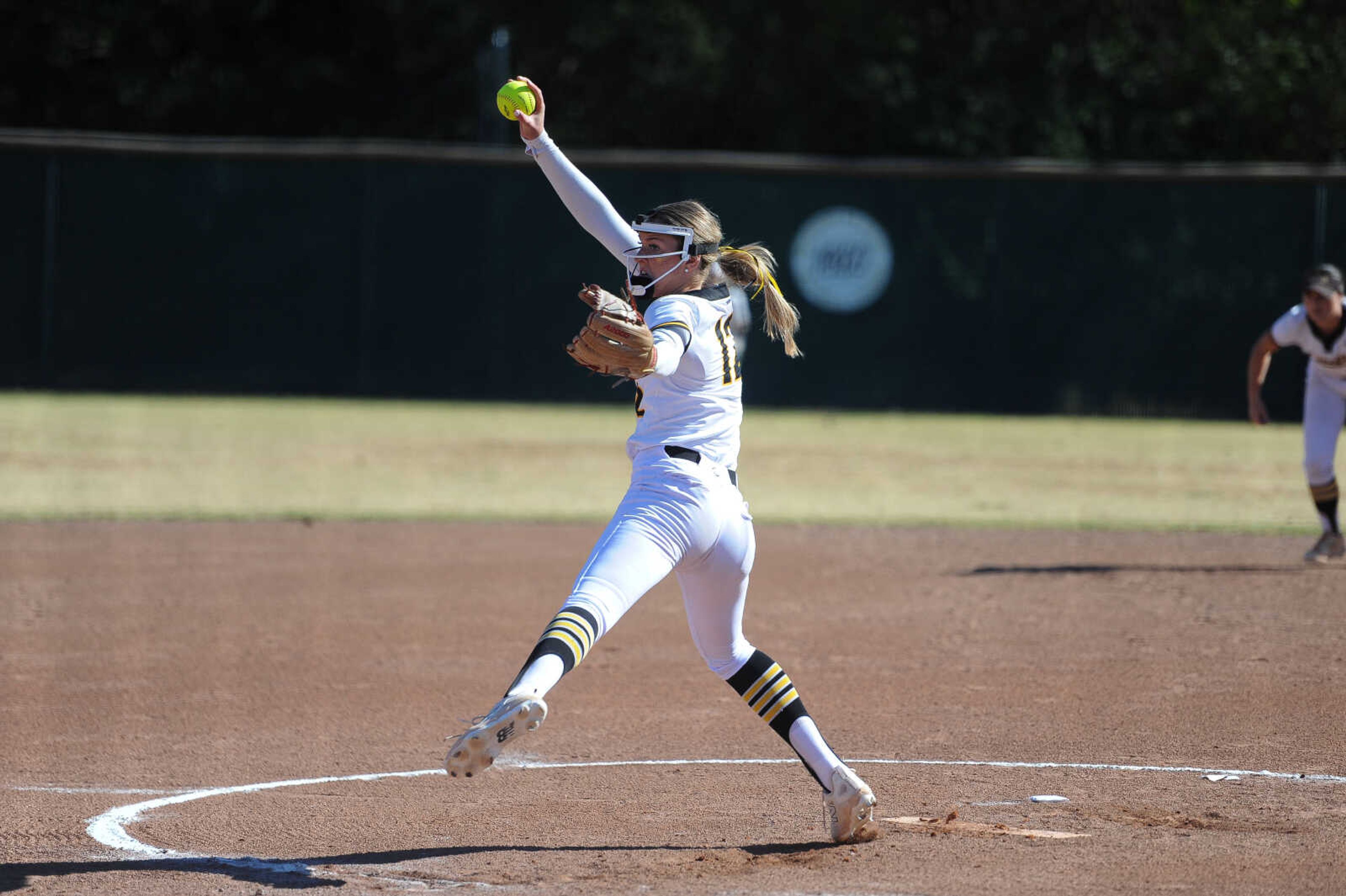 Lafayette’s Abby Carr pitches during a 2024 MSHSAA quarterfinal softball game between the Lafayette Lancers and the Jackson Indians on Saturday, Oct. 26, at Lafayette High School in Wildwood.