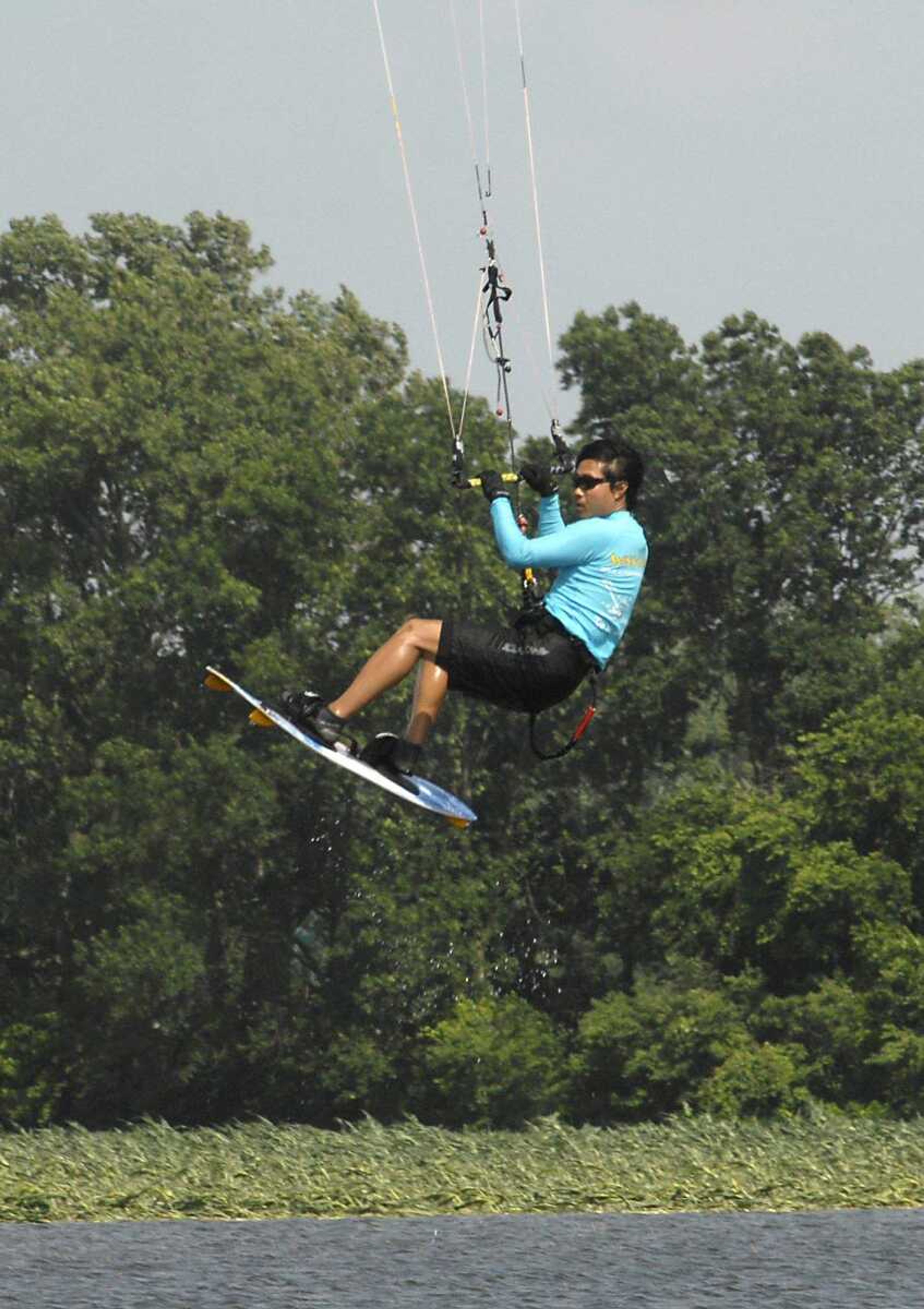 FRED LYNCH ~ flynch@semissourian.com
Dr. Kee Park of Jackson took to the air with his kiteboard near Interstate 55 and Highway 74 Friday.