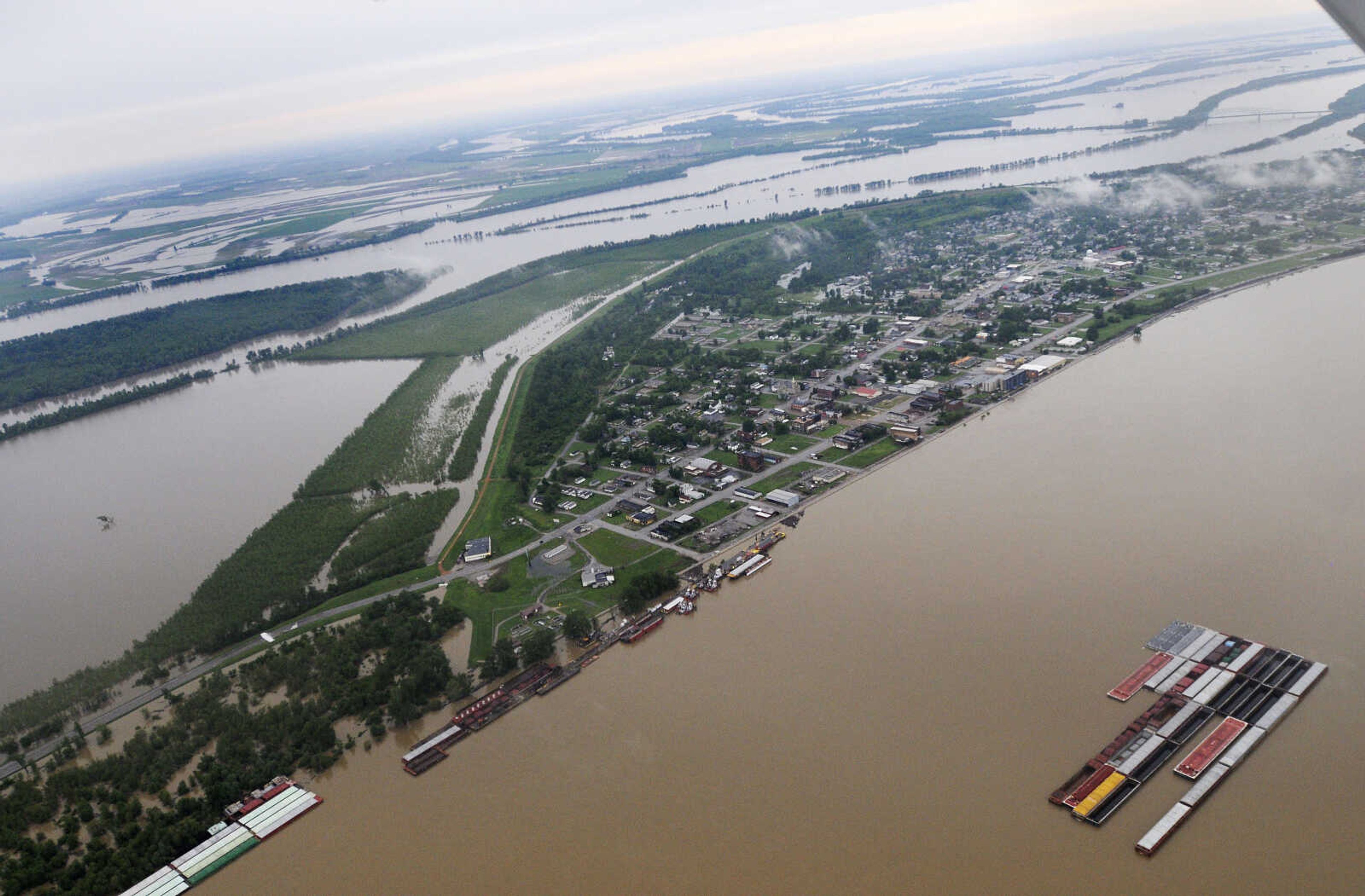 KRISTIN EBERTS ~ keberts@semissourian.com

Cairo, Ill., sits surrounded by water on Tuesday, May 3, 2011. On May 2, Maj. Gen. Michael Walsh gave the order to intentionally breach the Birds Point levee, flooding over 130,000 acres of farmland to ease flooding upstream, including Cairo.